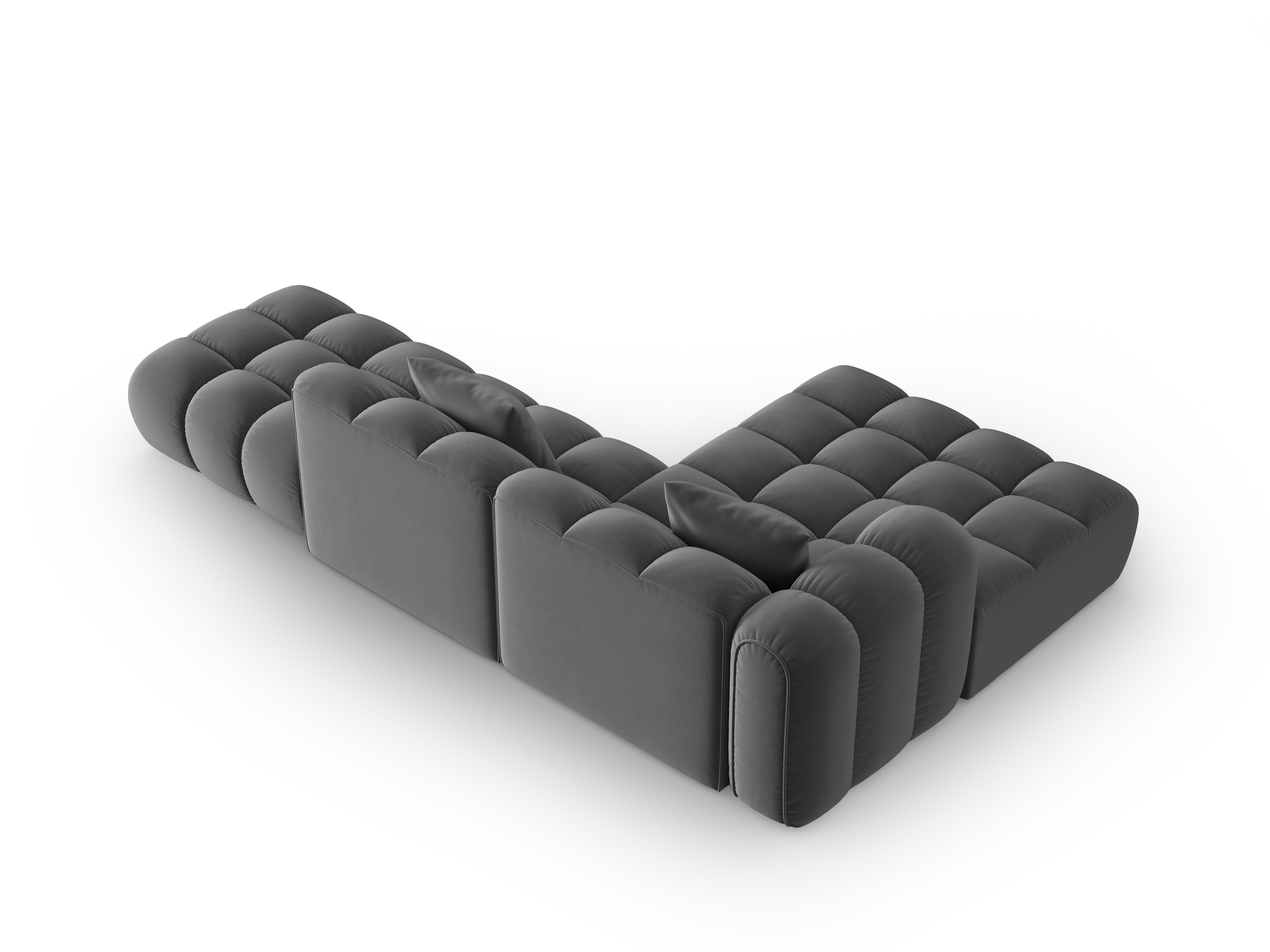 Šedý sametový otevřený levostranný rohový gauč ASTRO