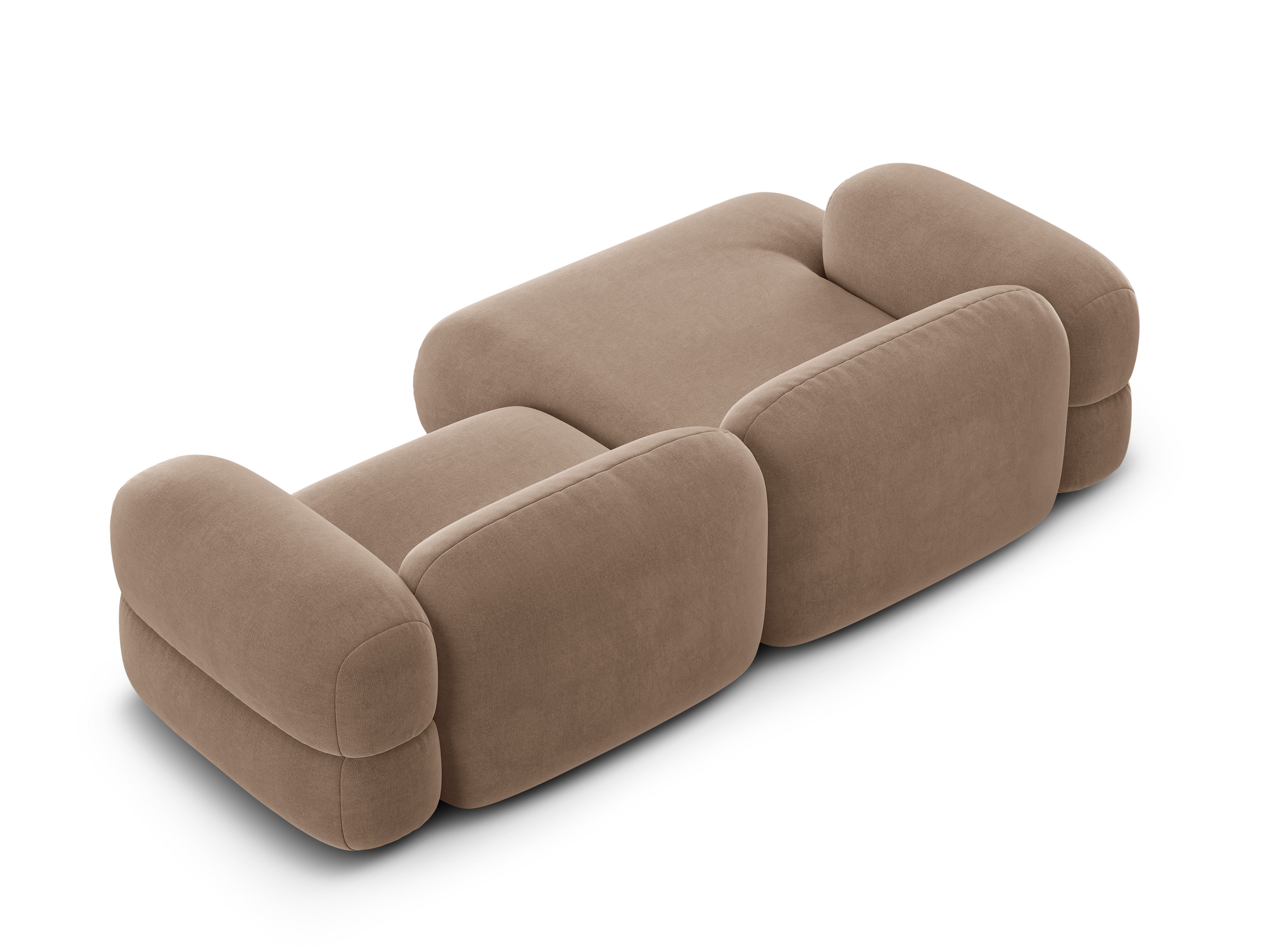 Left-facing velvet corner sofa ROGER in dark beige