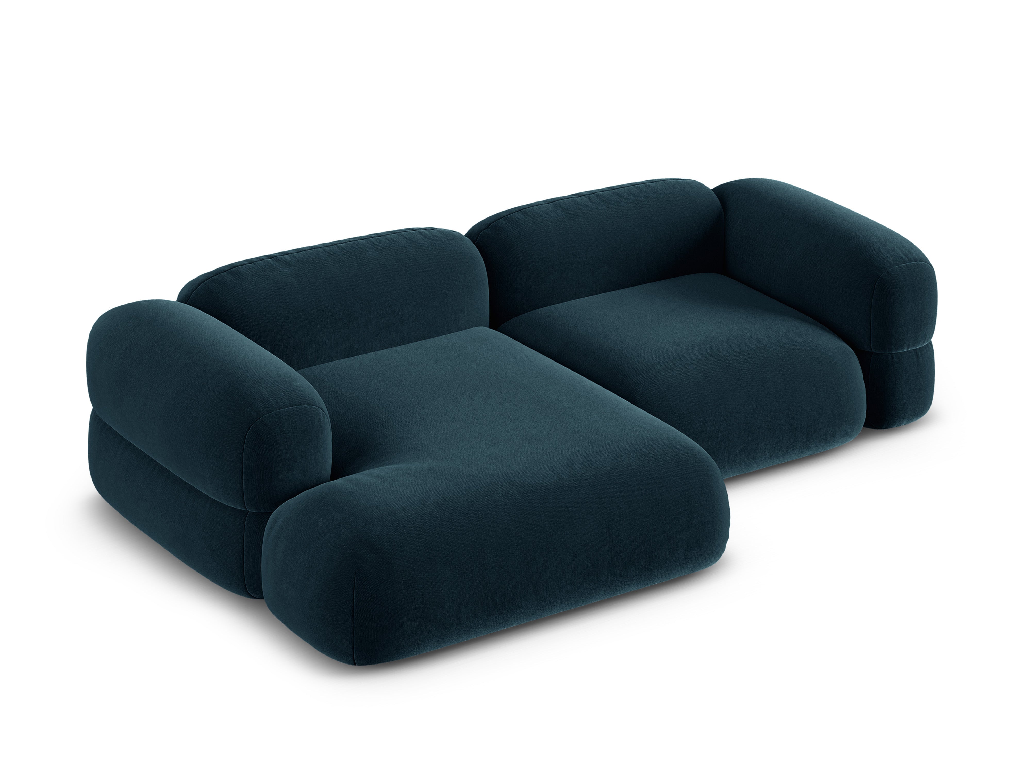 Left-facing velvet corner sofa ROGER petrol blue