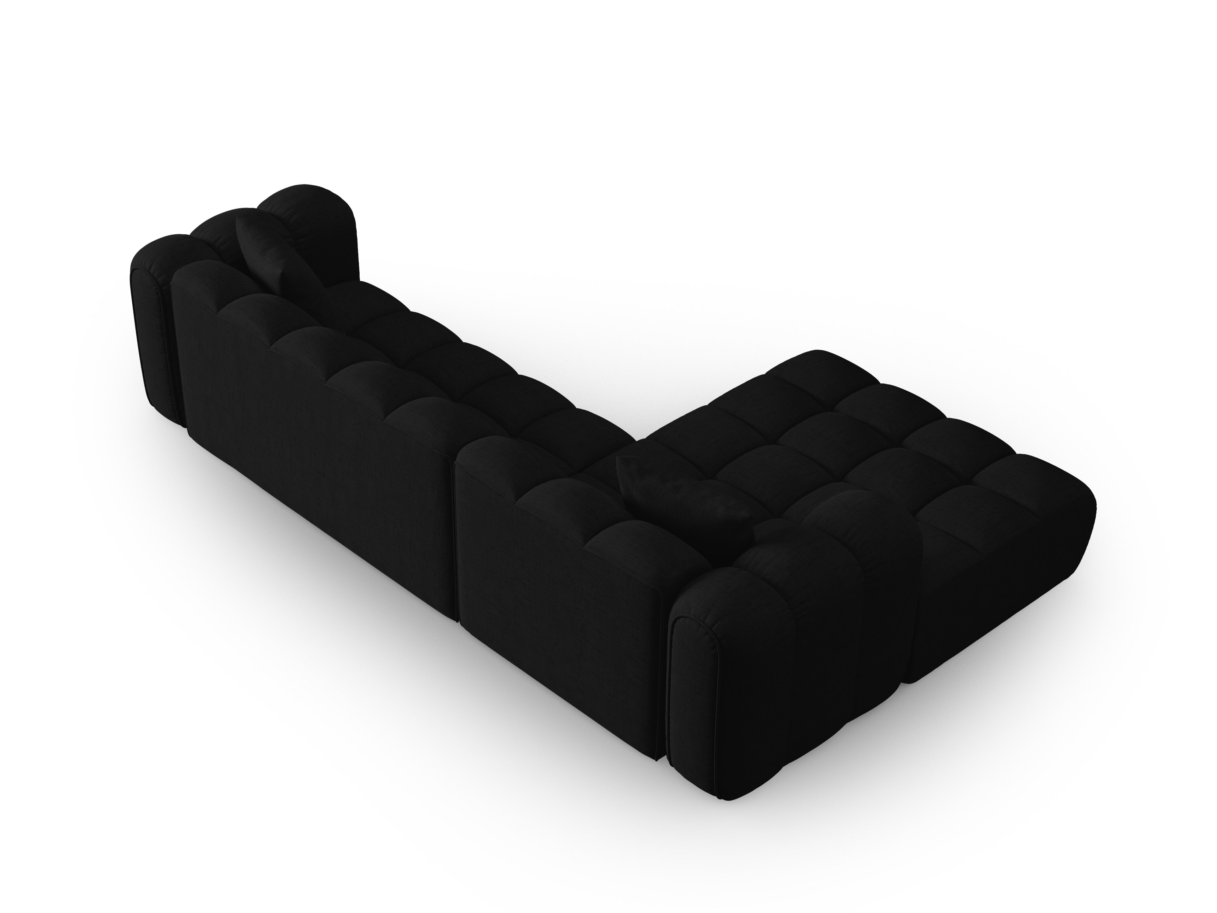 4-seater left-facing corner sofa ASTRO black chenille