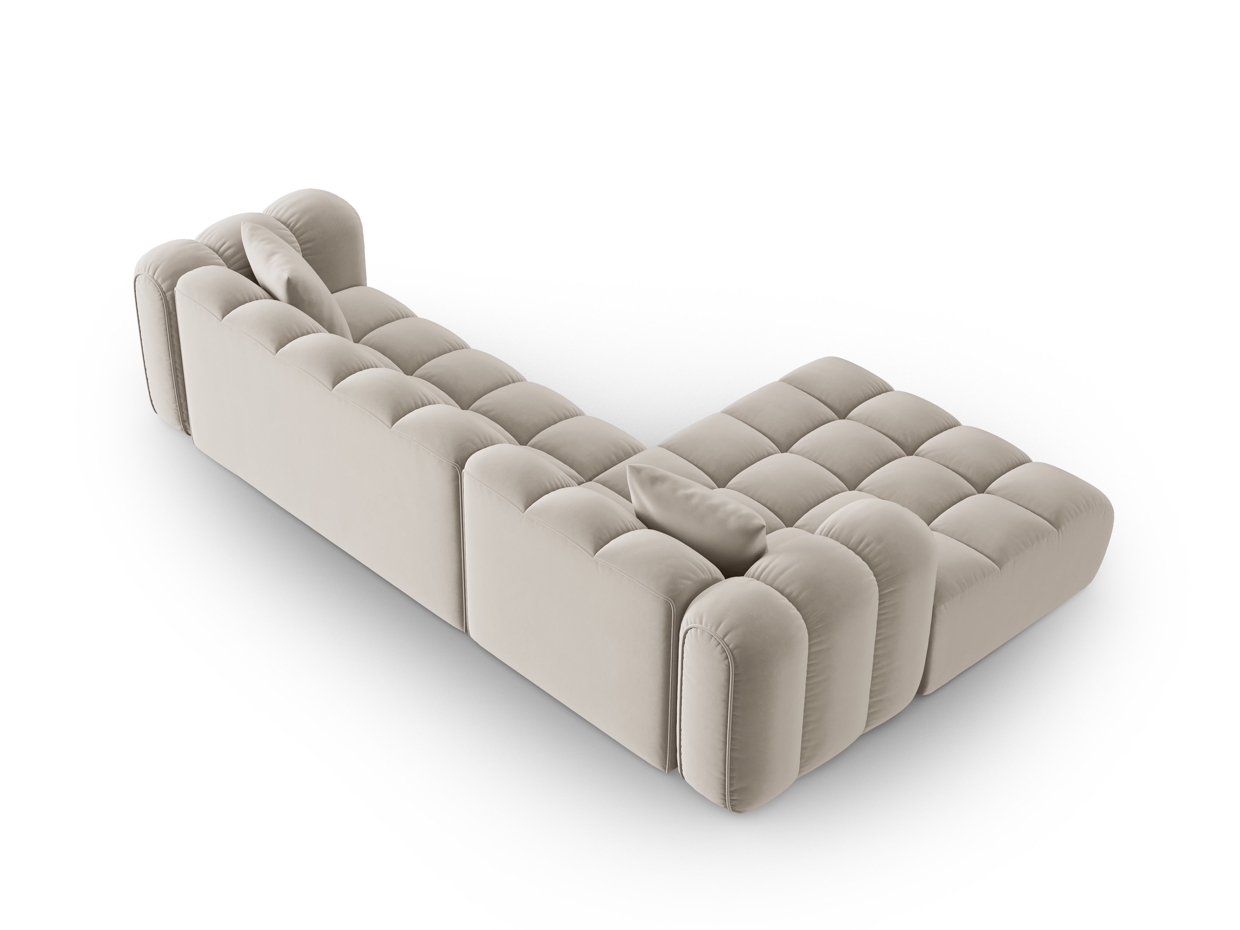 Velvet corner sofa for 4 people, left-sided ASTRO ecru