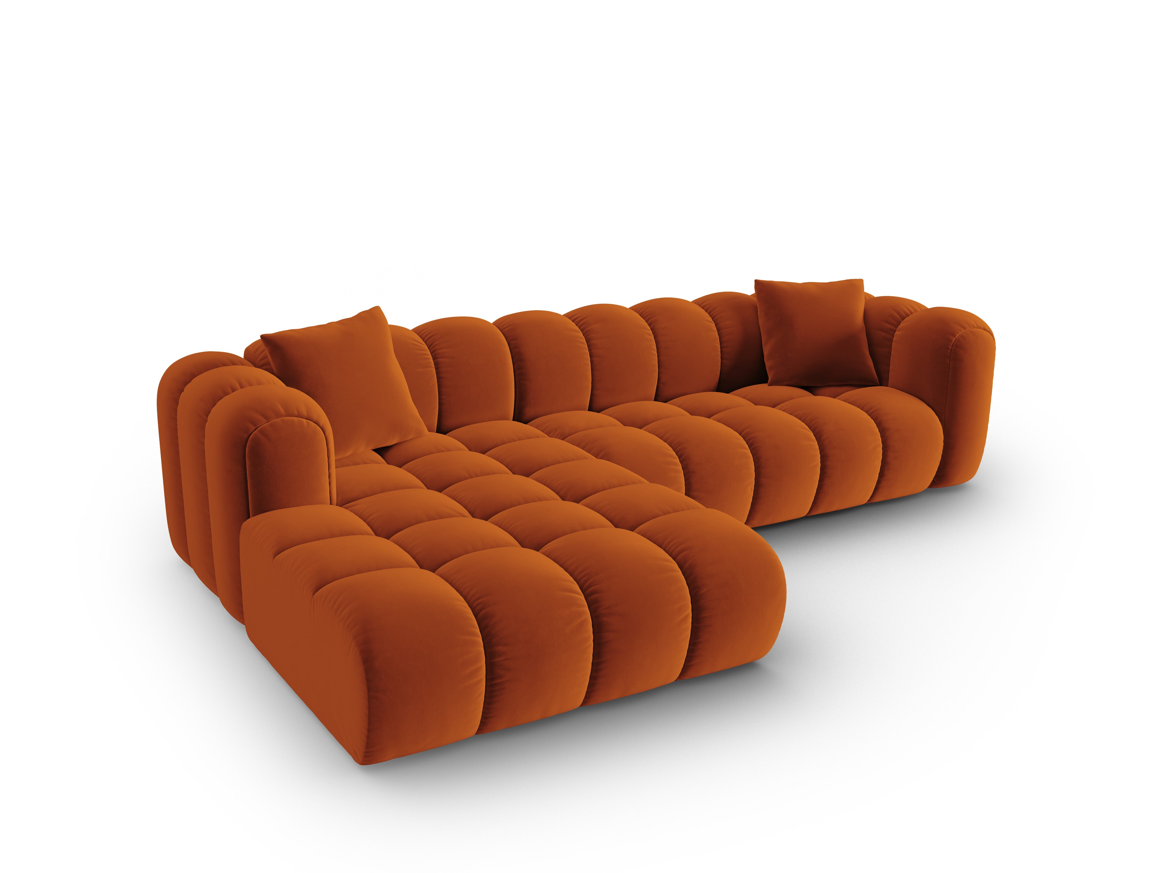 Velvet corner sofa for 4 people, left-sided ASTRO in rust