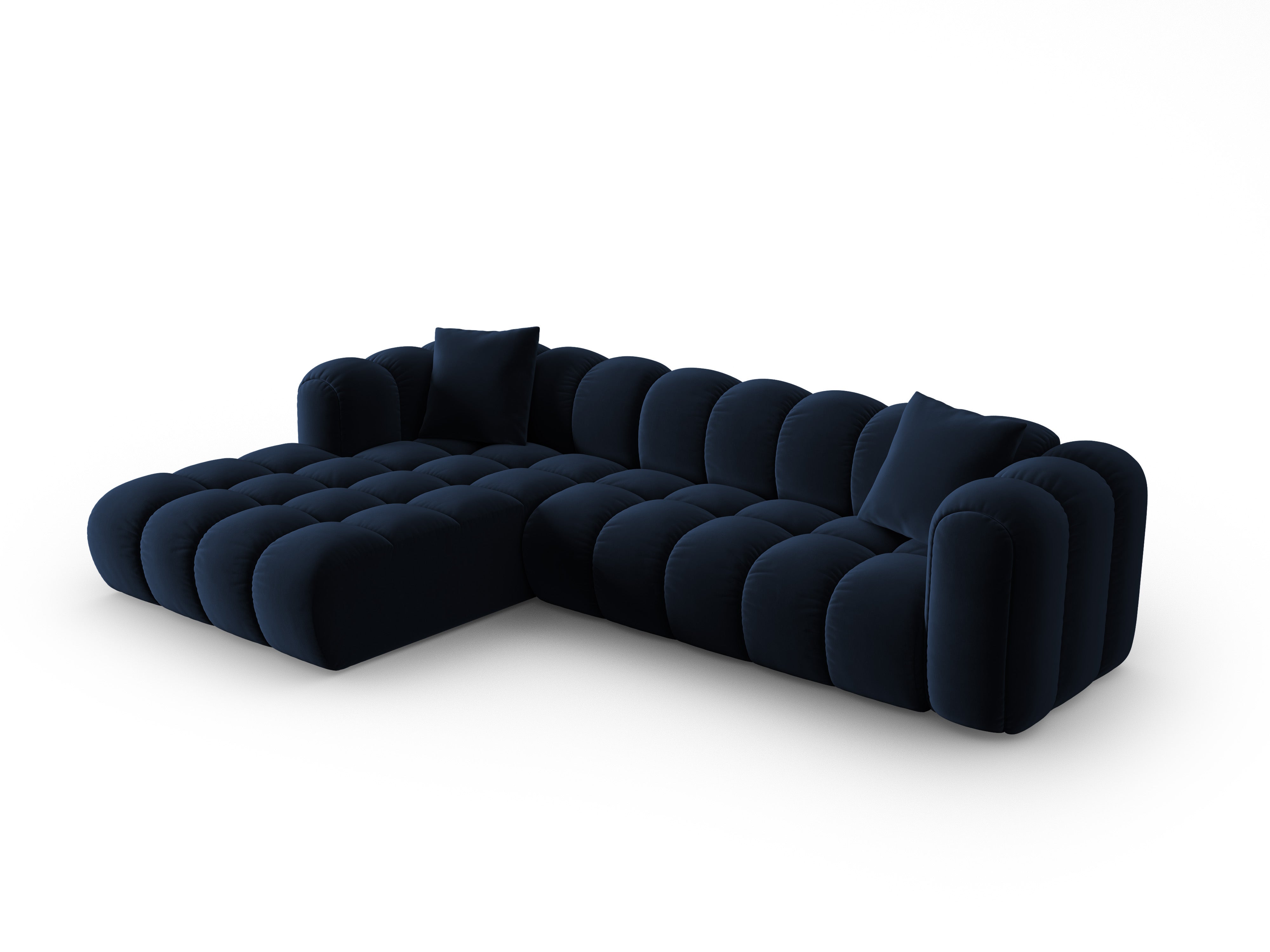 Left-facing velvet corner sofa for 4 people ASTRO royal blue