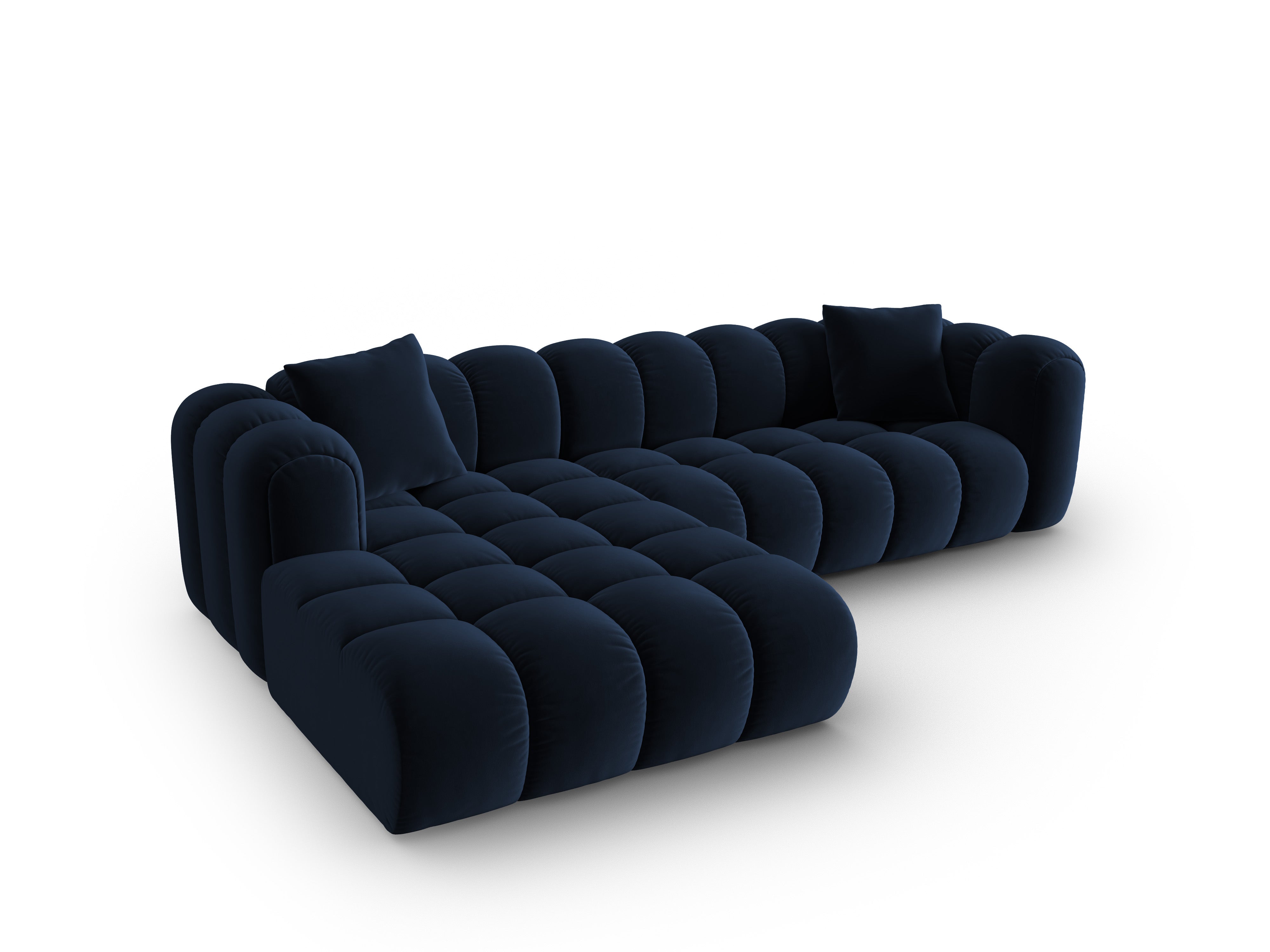 Left-facing velvet corner sofa for 4 people ASTRO royal blue