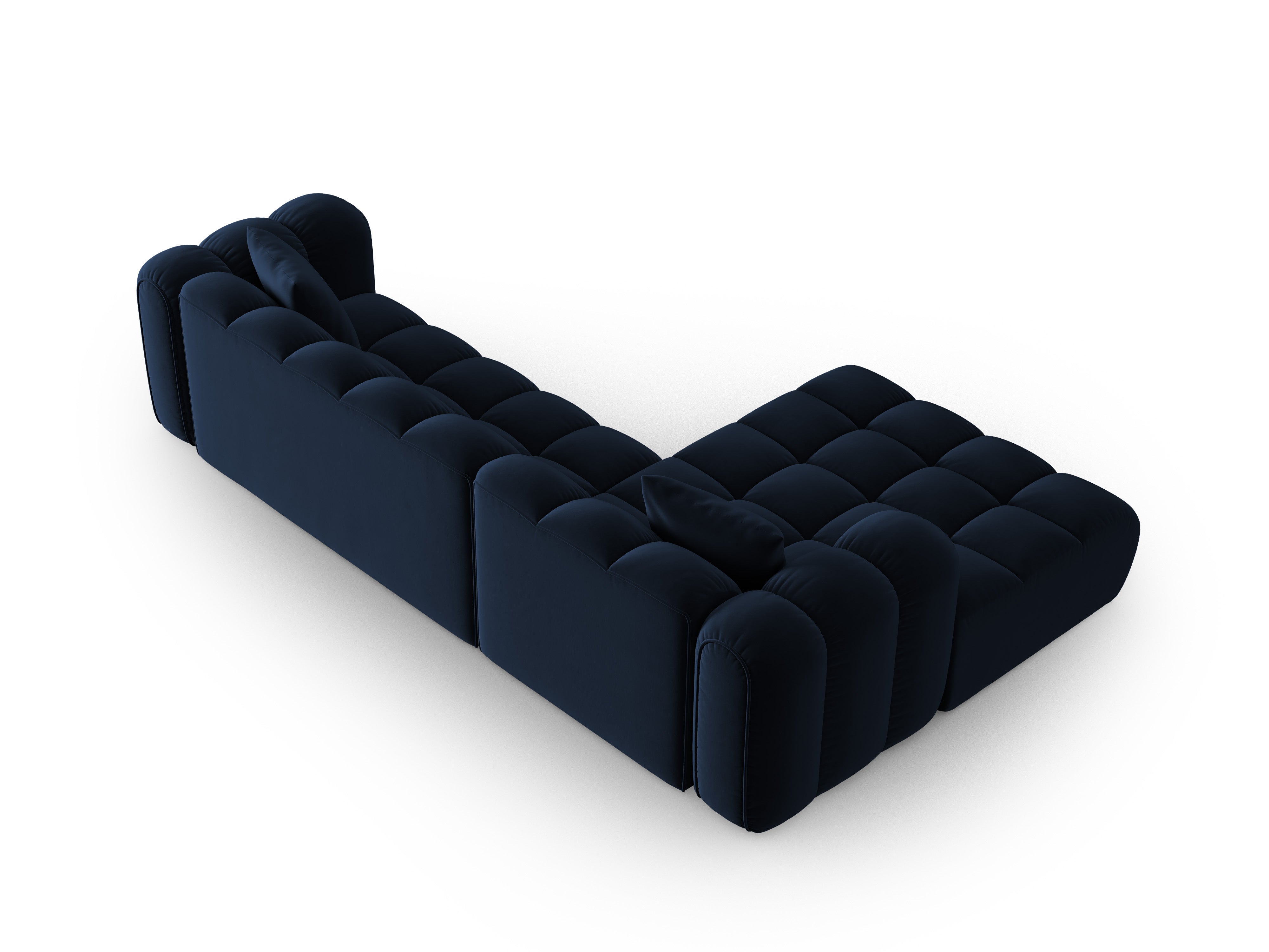 Left-facing velvet corner sofa for 4 people ASTRO royal blue