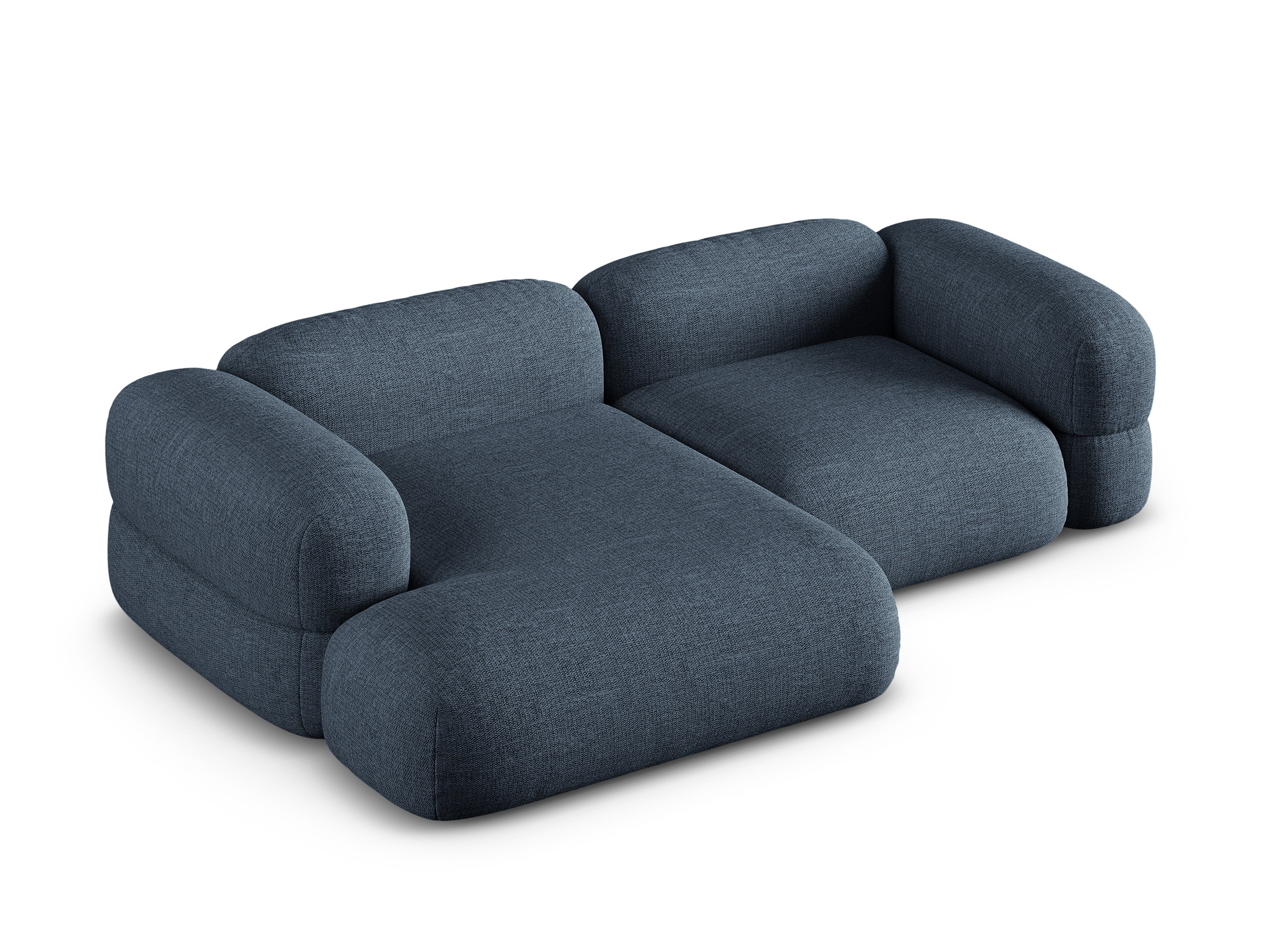 Left-sided corner sofa ROGER dark blue chenille