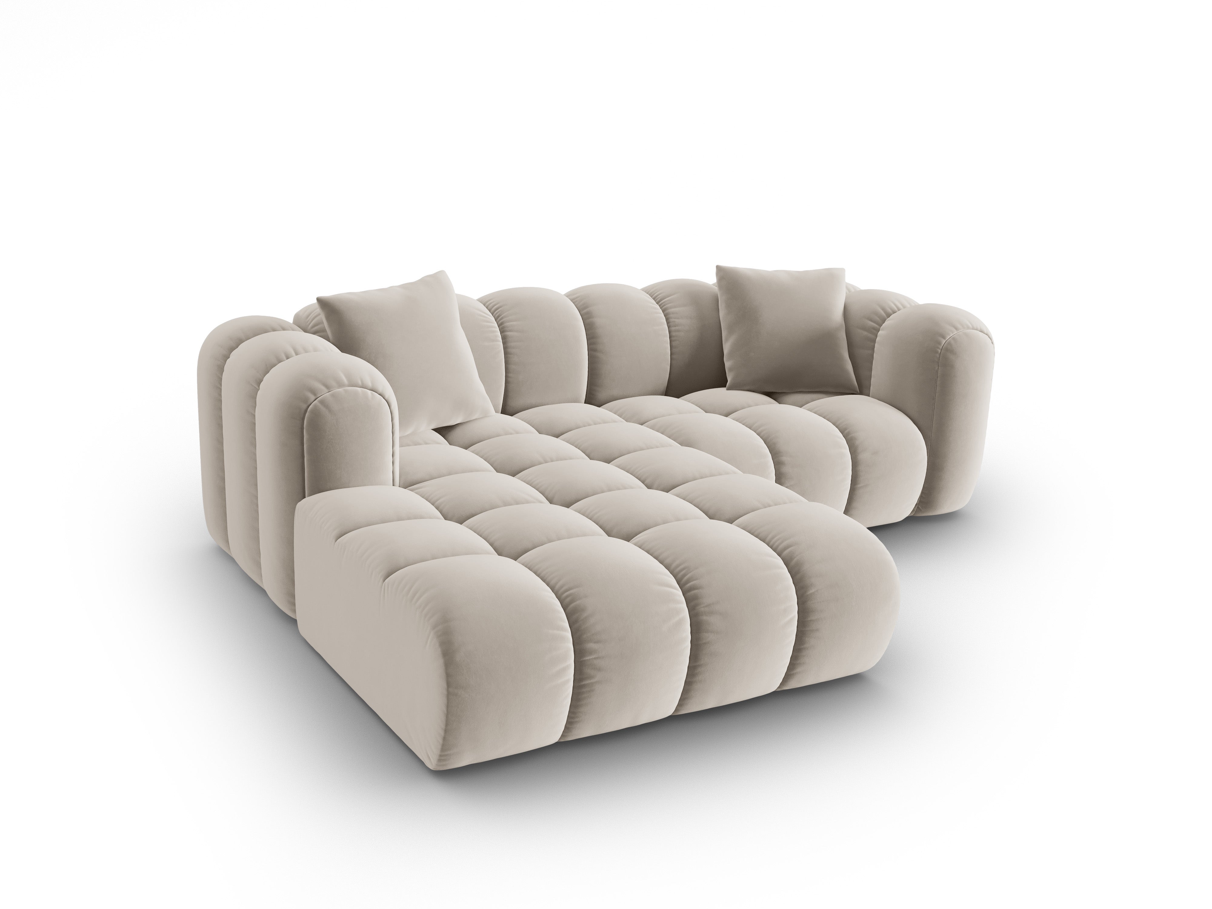 Sametový rohový gauč pro 3 osoby levý ASTRO ecru