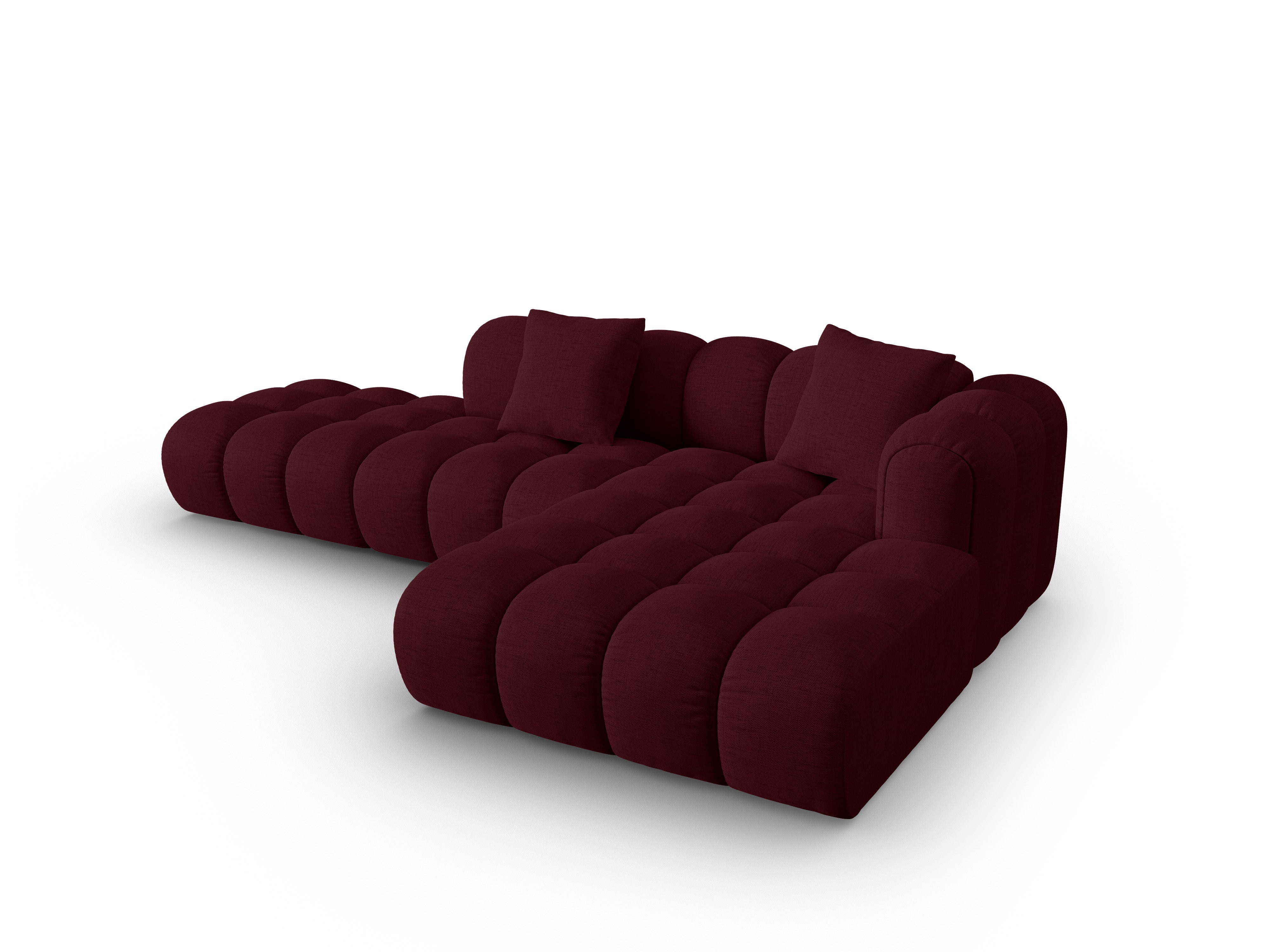 Right-facing open corner sofa ASTRO burgundy chenille