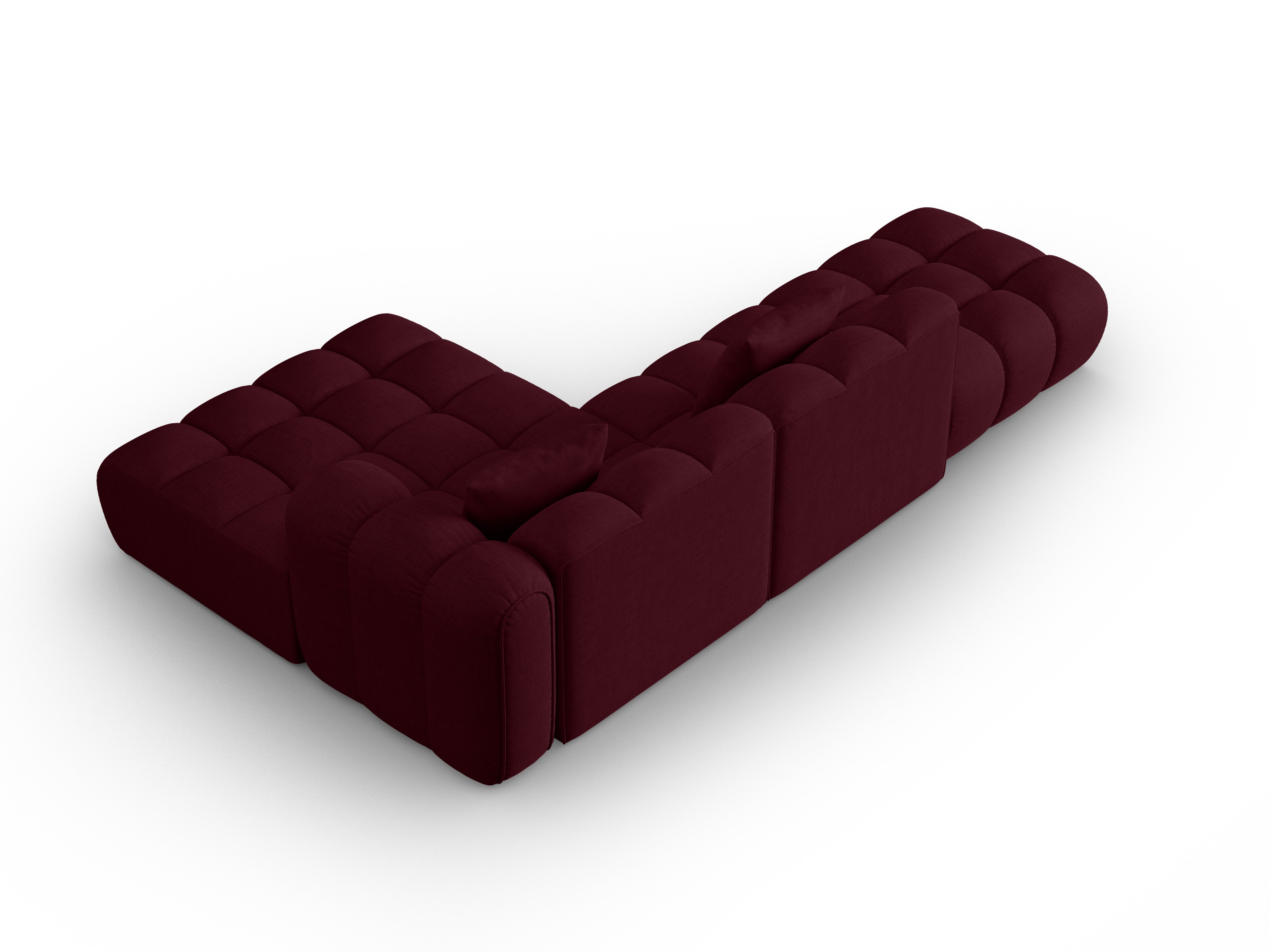 Right-facing open corner sofa ASTRO burgundy chenille
