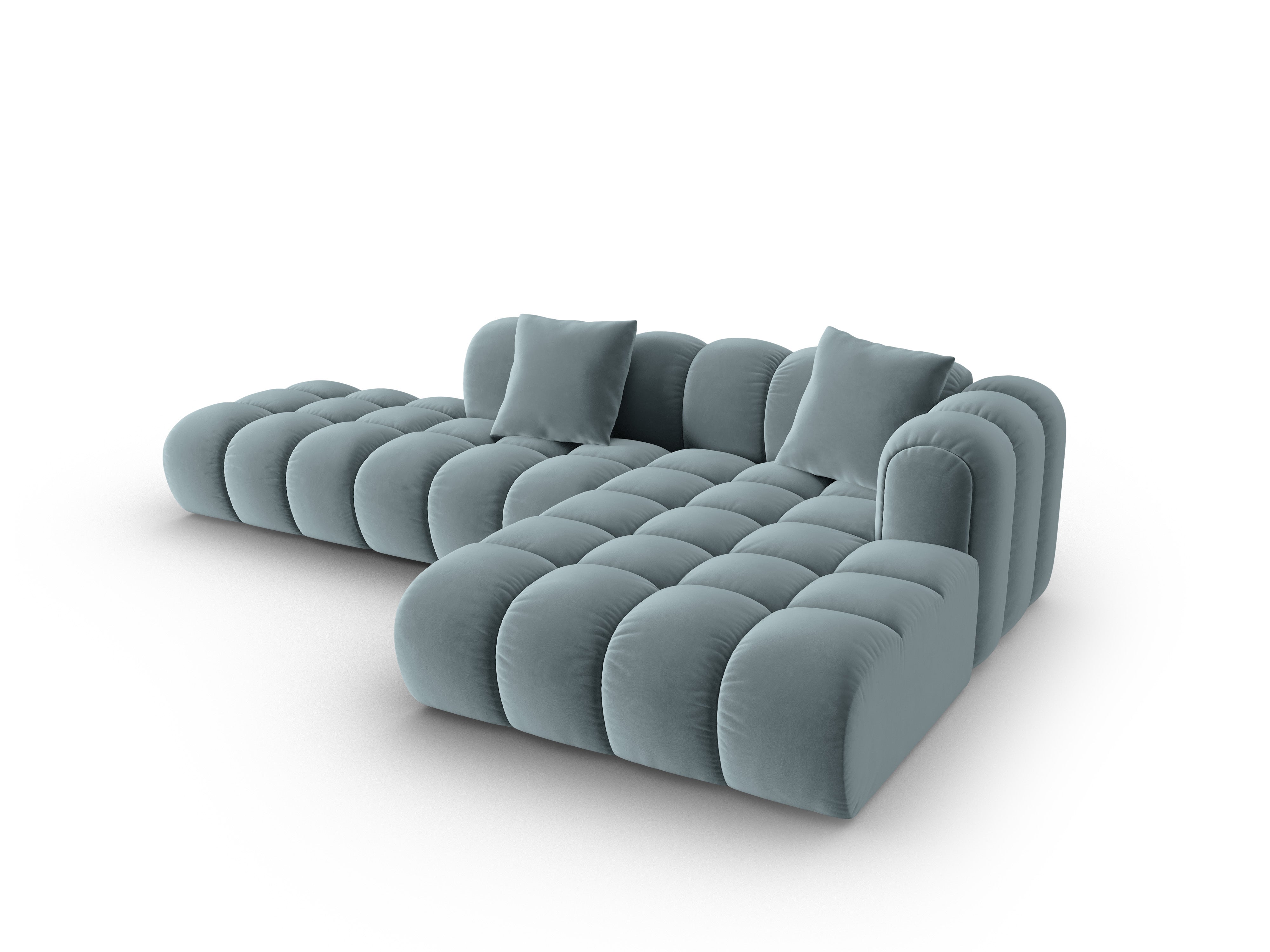 Velvet Corner Sofa Open Right Side ASTRO Light Blue