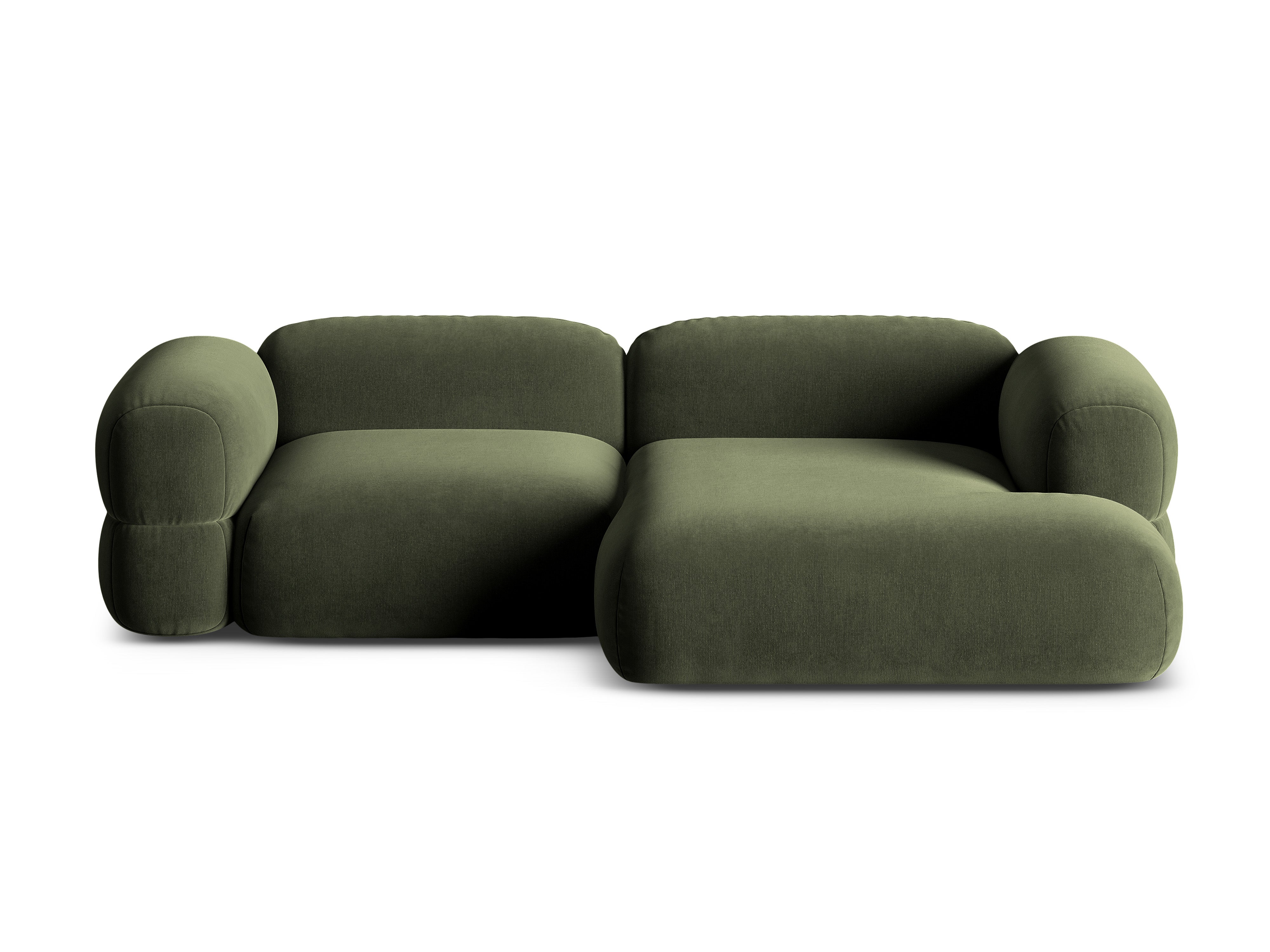 Right-facing velvet corner sofa ROGER olive