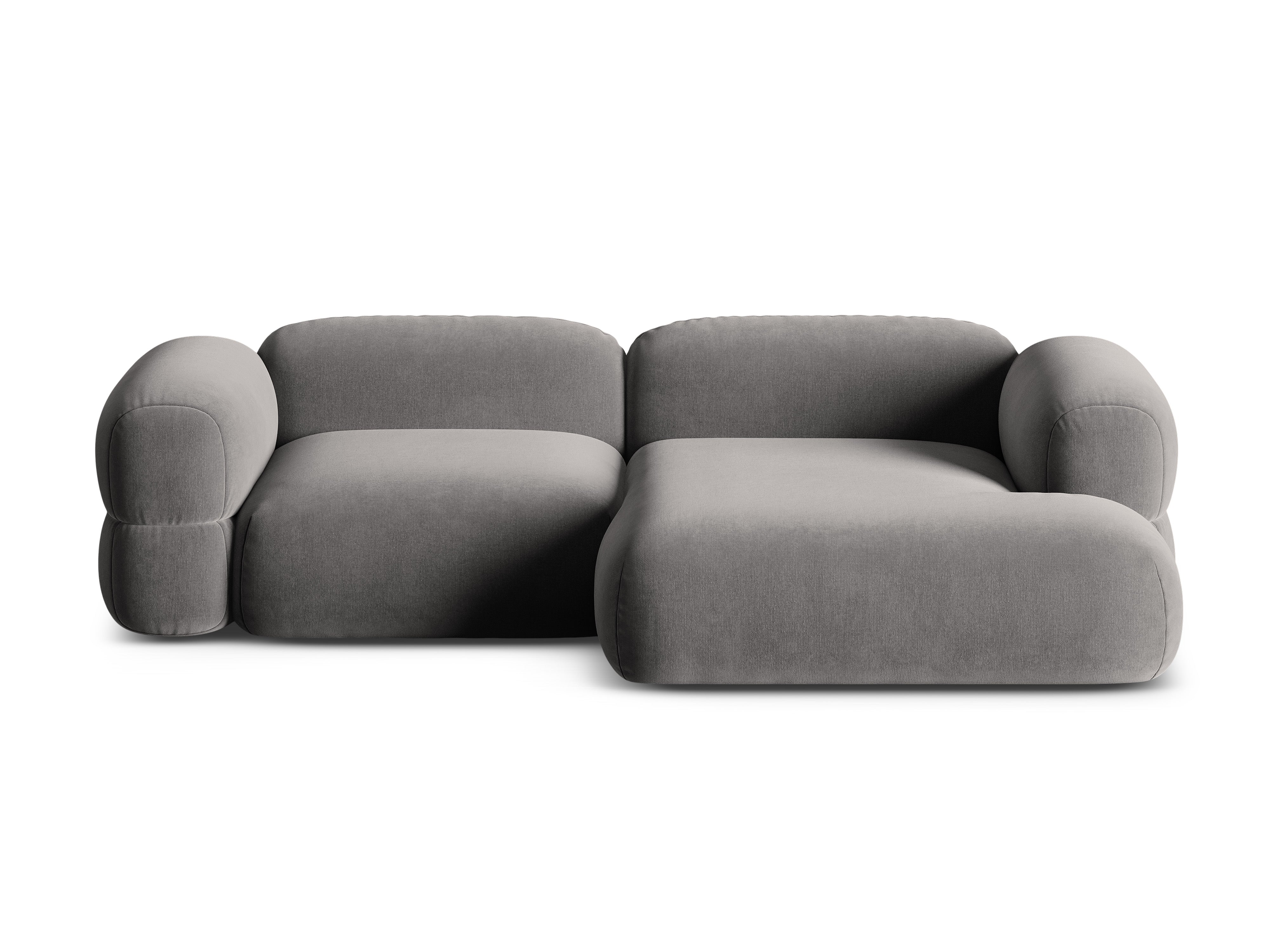 Right-facing velvet corner sofa ROGER gray