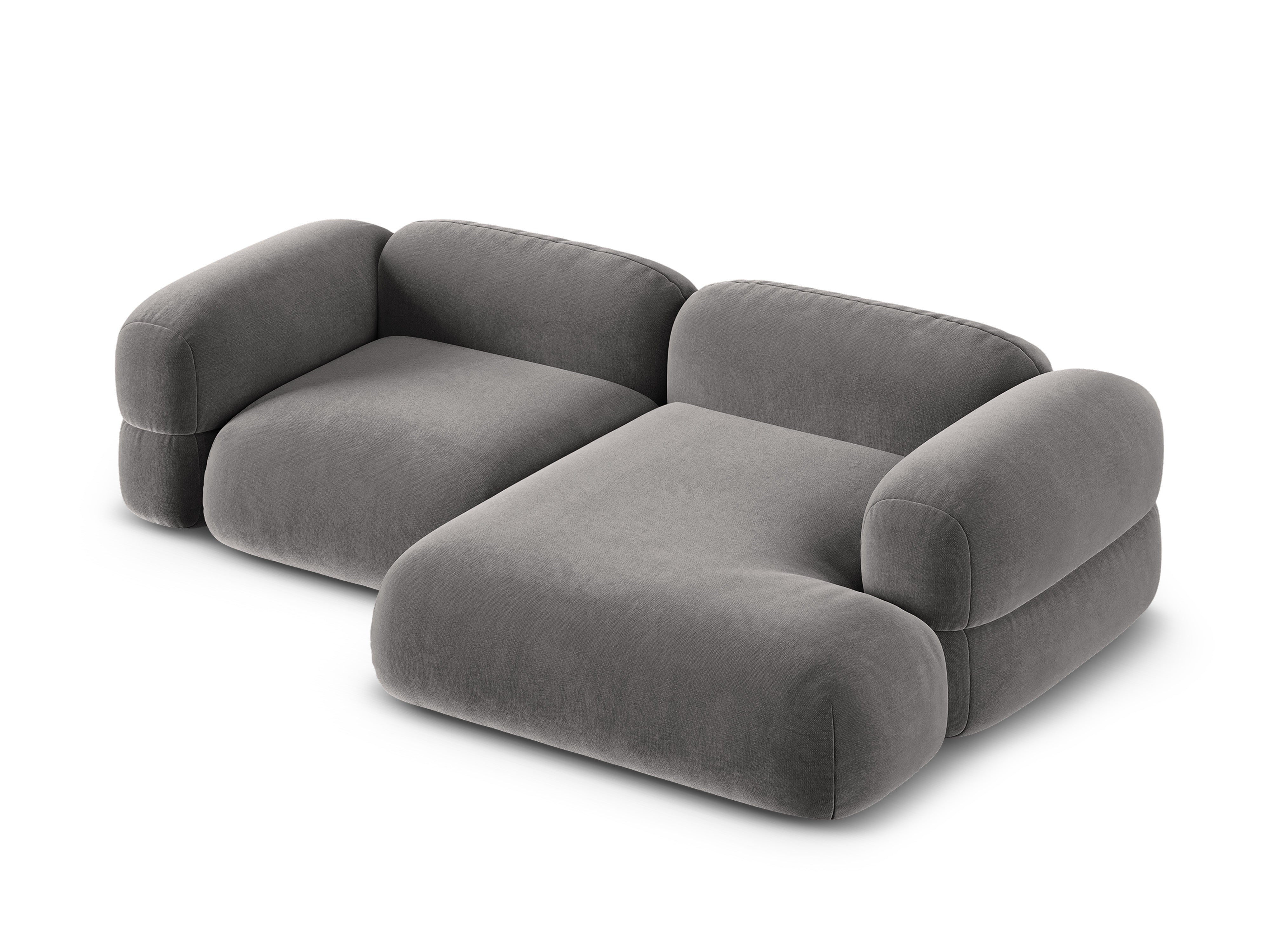 Right-facing velvet corner sofa ROGER gray