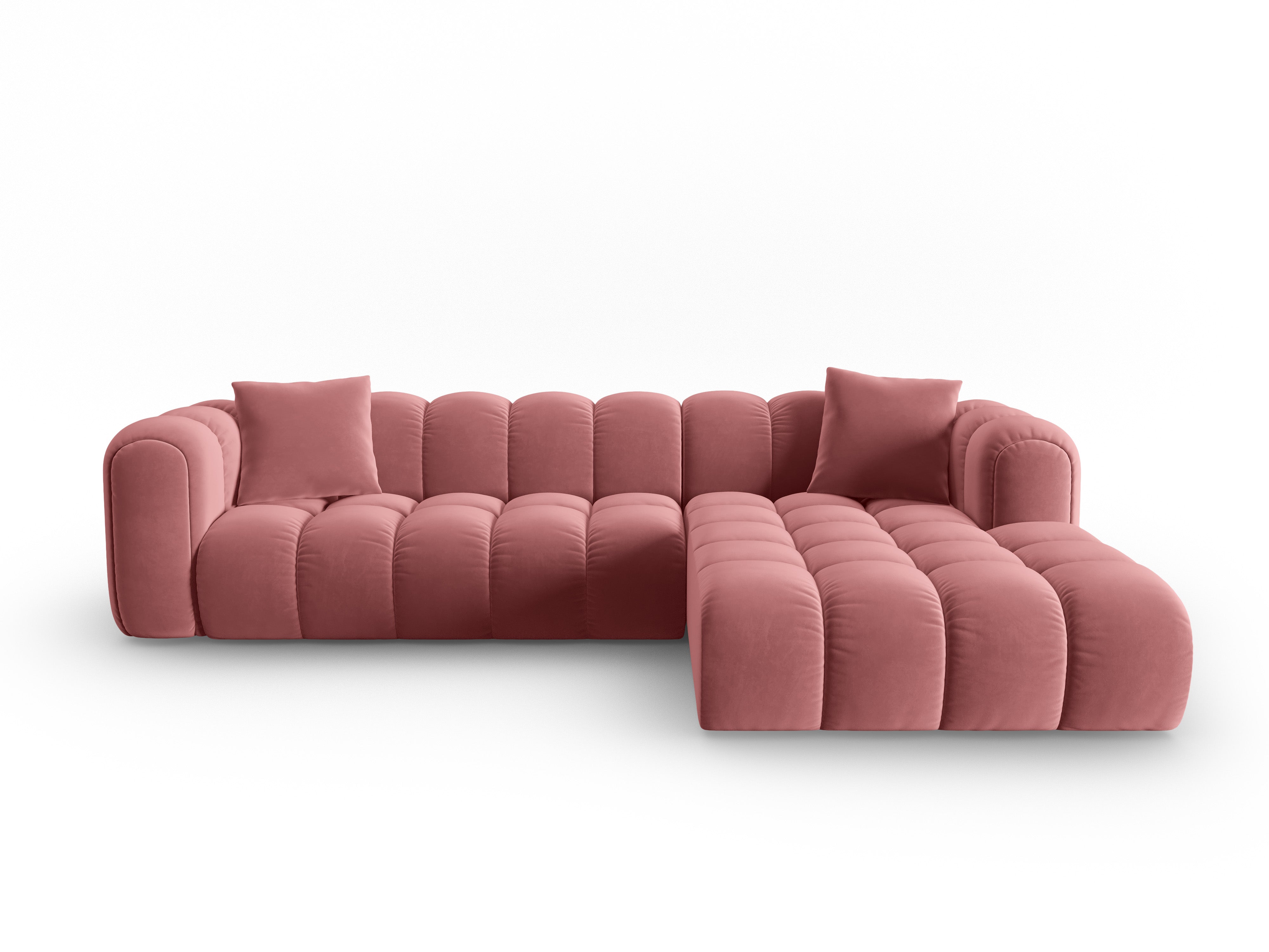 Velvet corner sofa for 4 people right-sided ASTRO pink