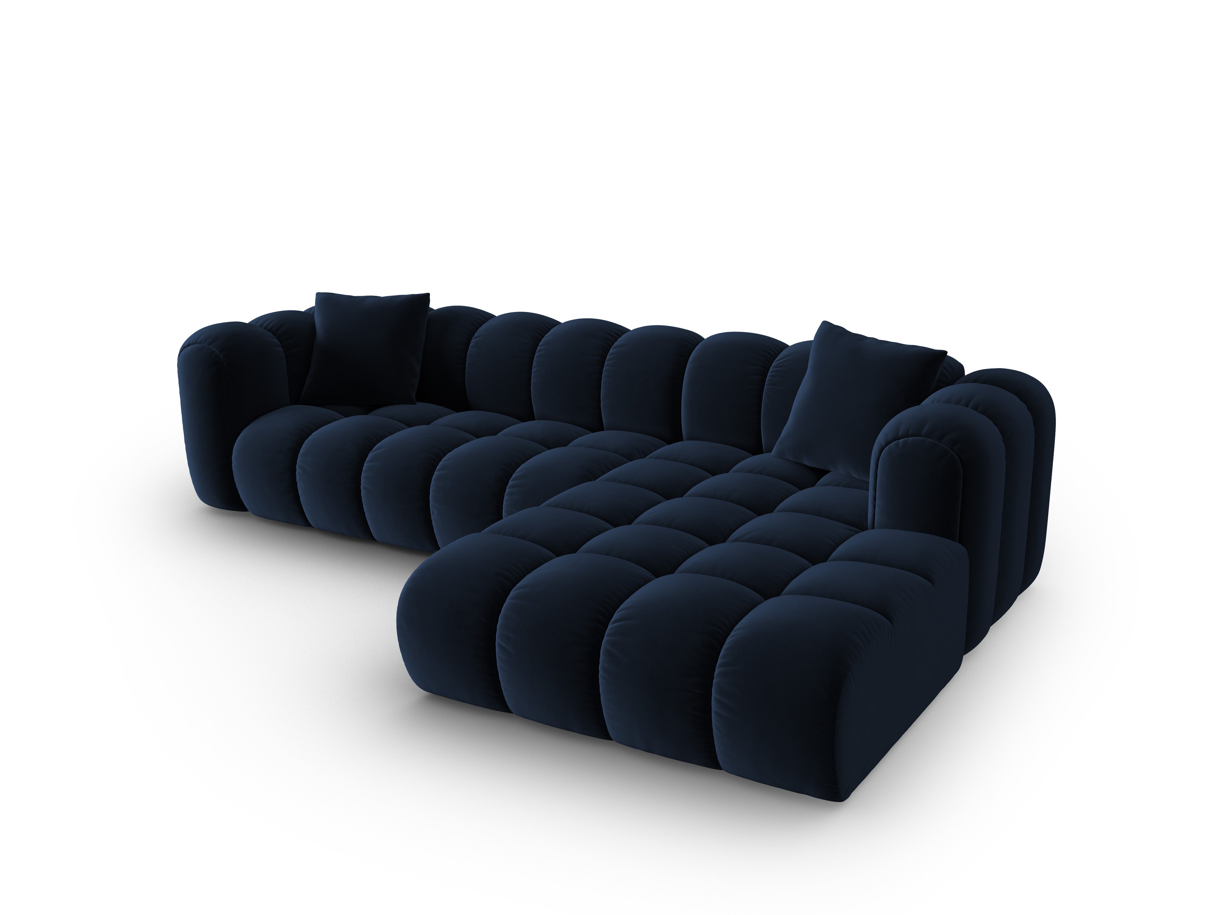 Velvet corner sofa for 4 people right-facing ASTRO royal blue