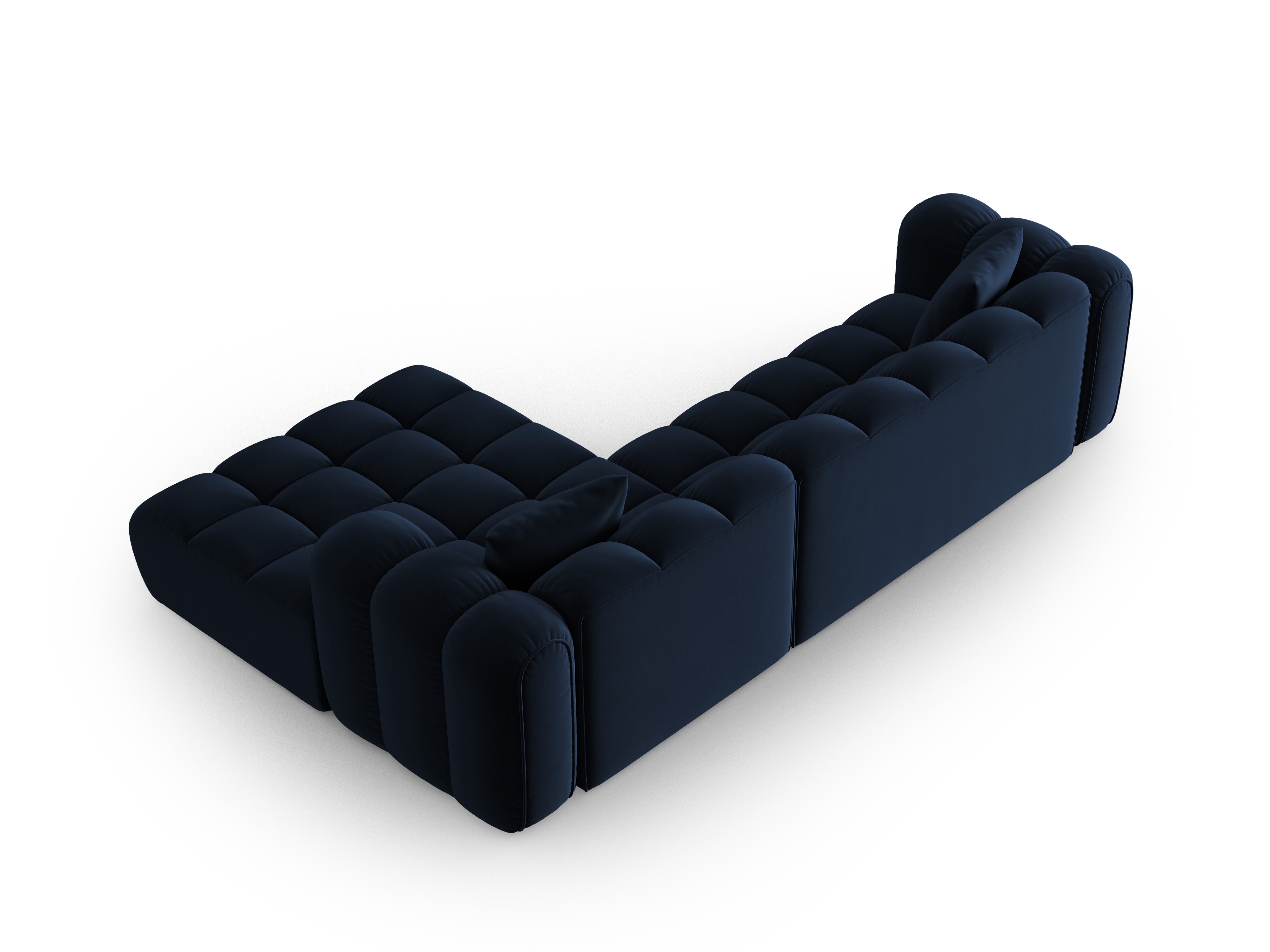 Velvet corner sofa for 4 people right-facing ASTRO royal blue