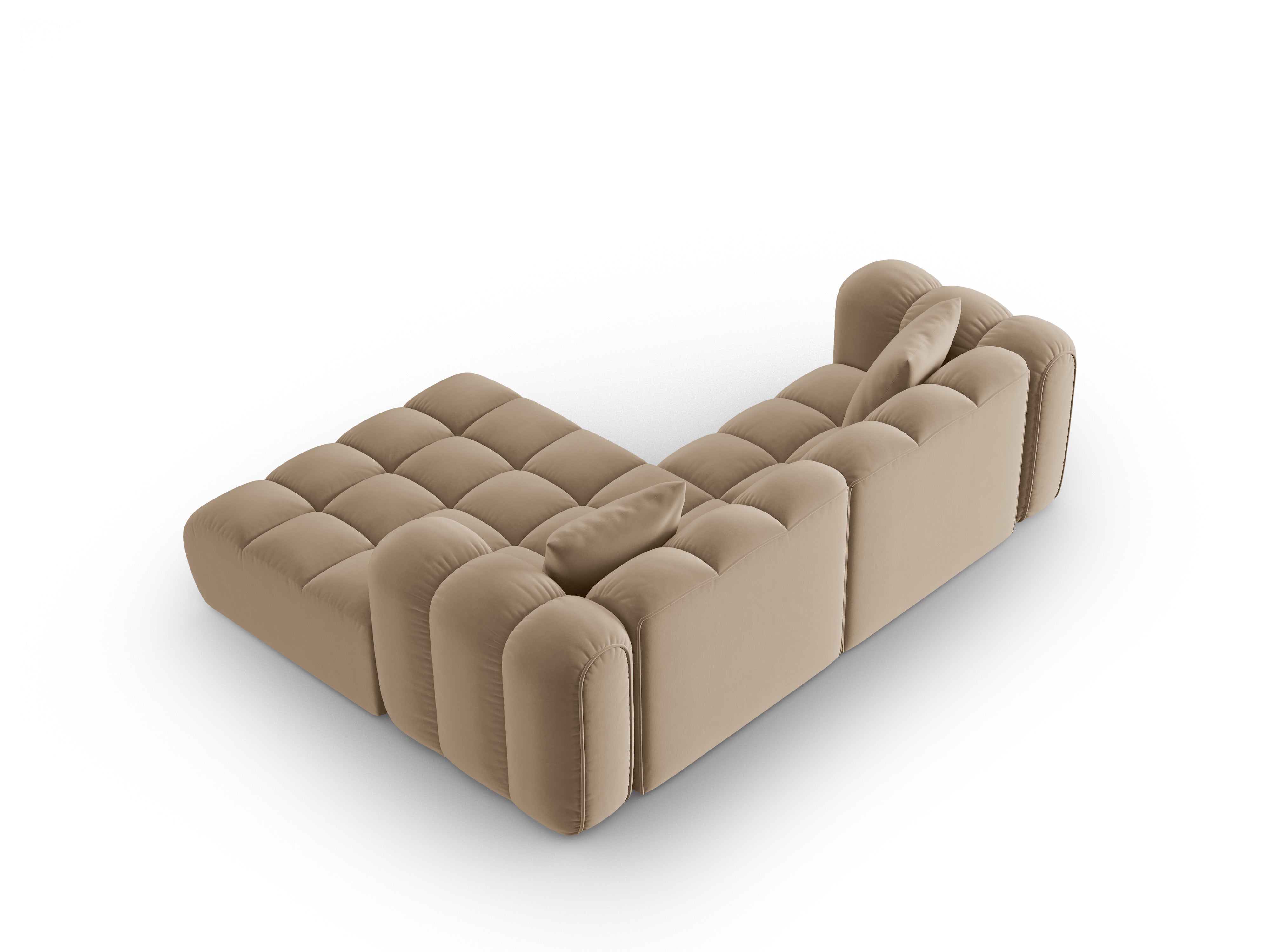 Sametový rohový gauč pro 3 osoby pravostranný ASTRO pískový