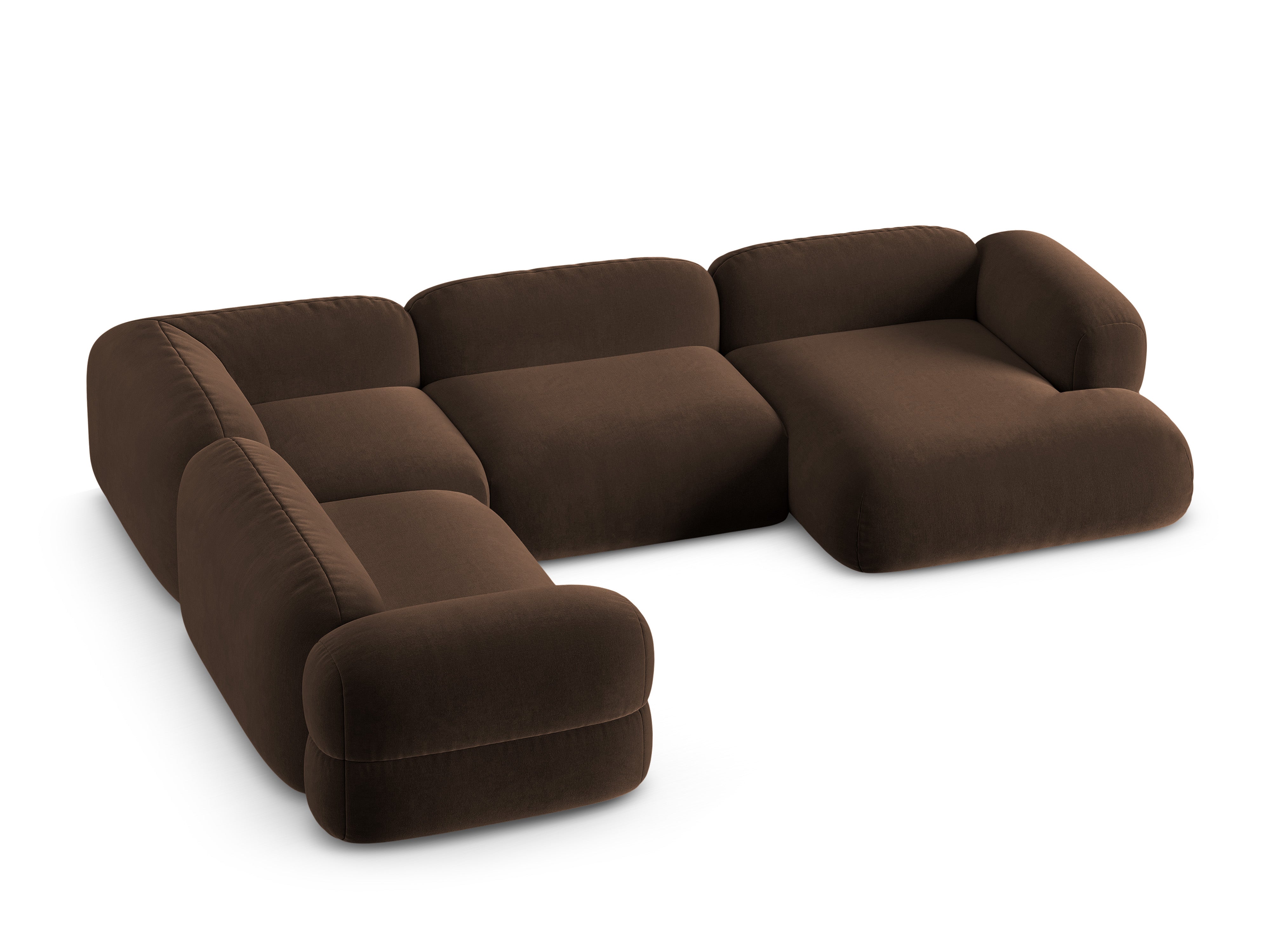 Left-facing U-shaped velvet corner sofa ROGER chocolate