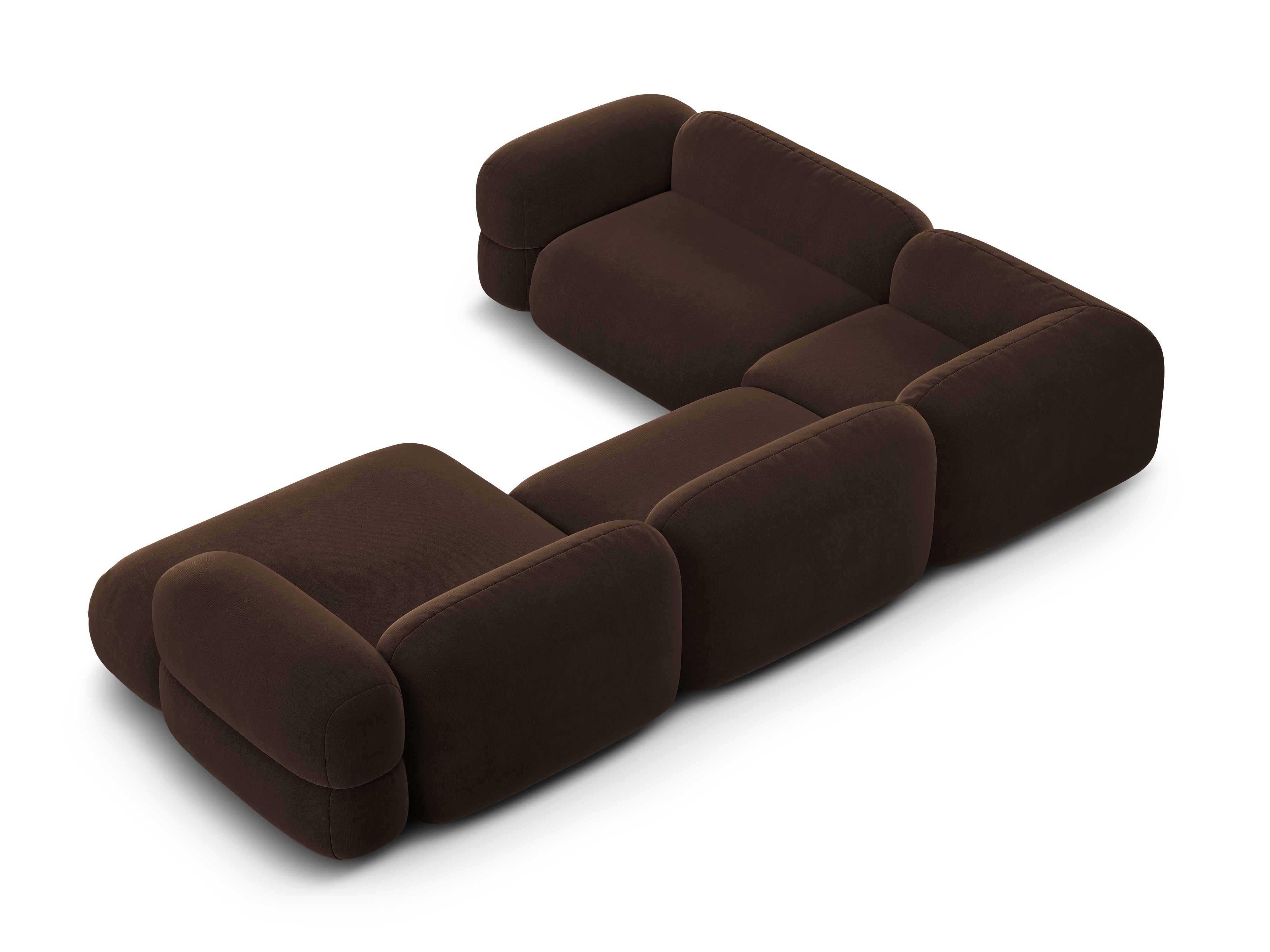 Left-facing U-shaped velvet corner sofa ROGER chocolate
