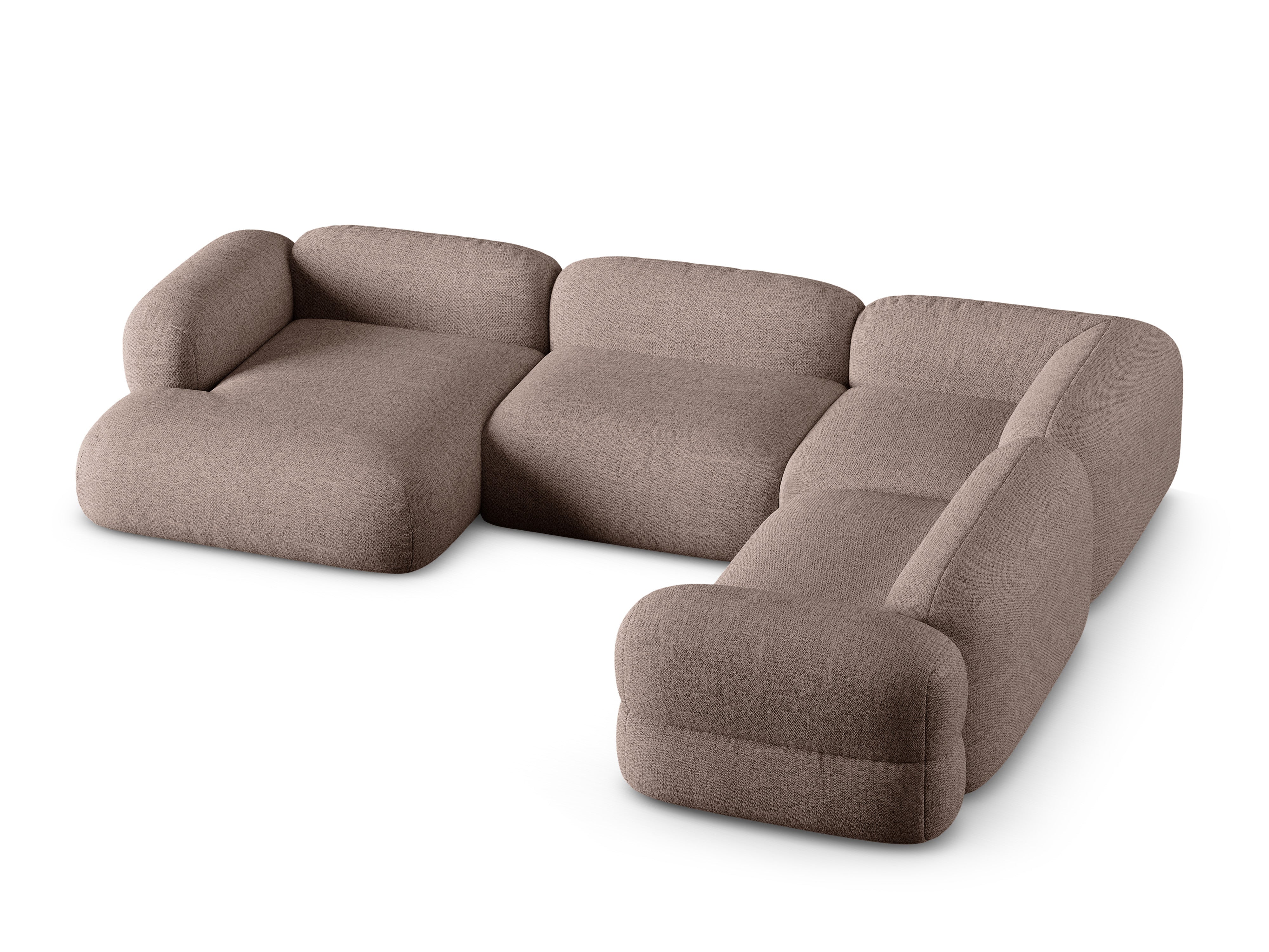 Right-facing U-shaped corner sofa ROGER cappuccino chenille