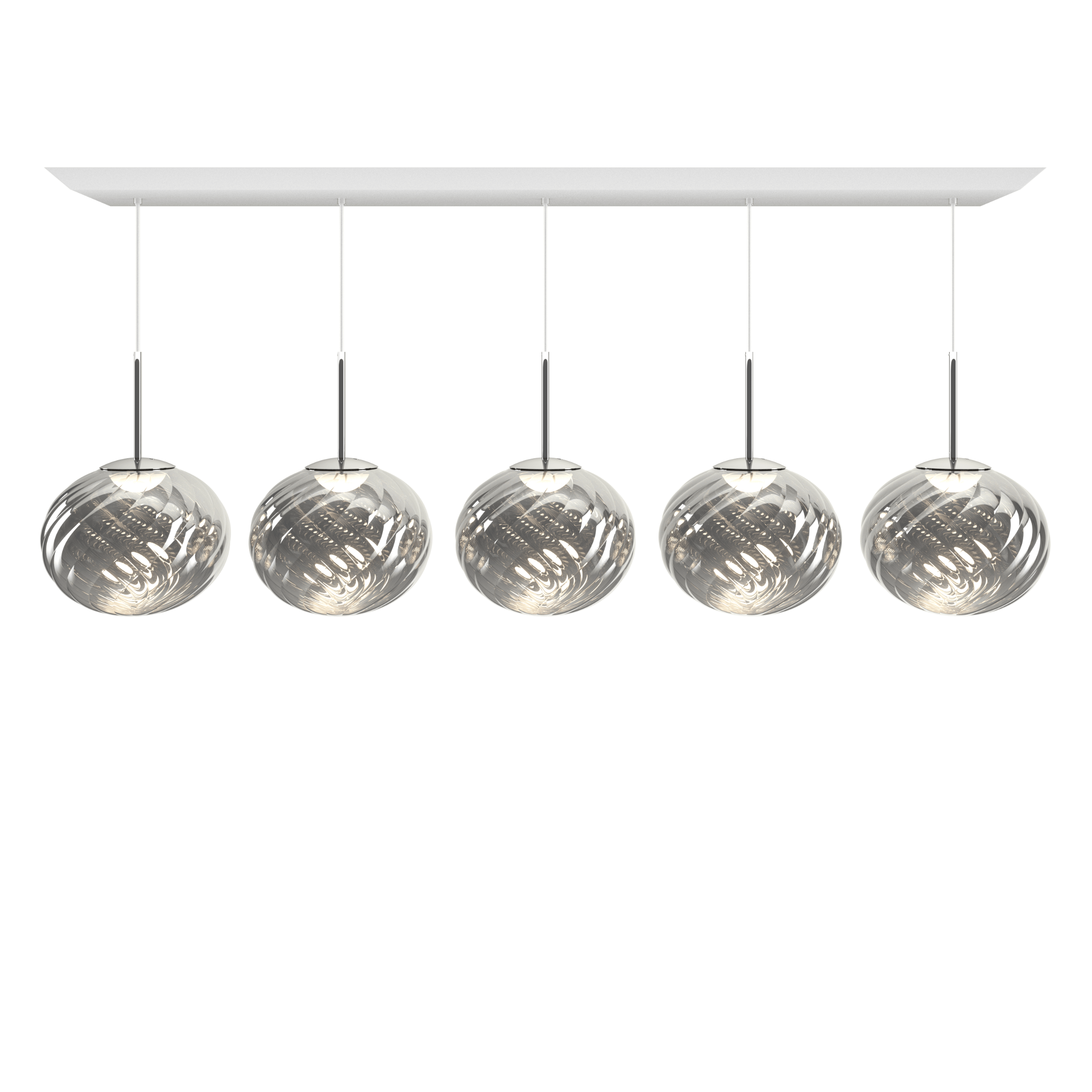 Stříbrná závěsná lampa WHIRL LINEAR