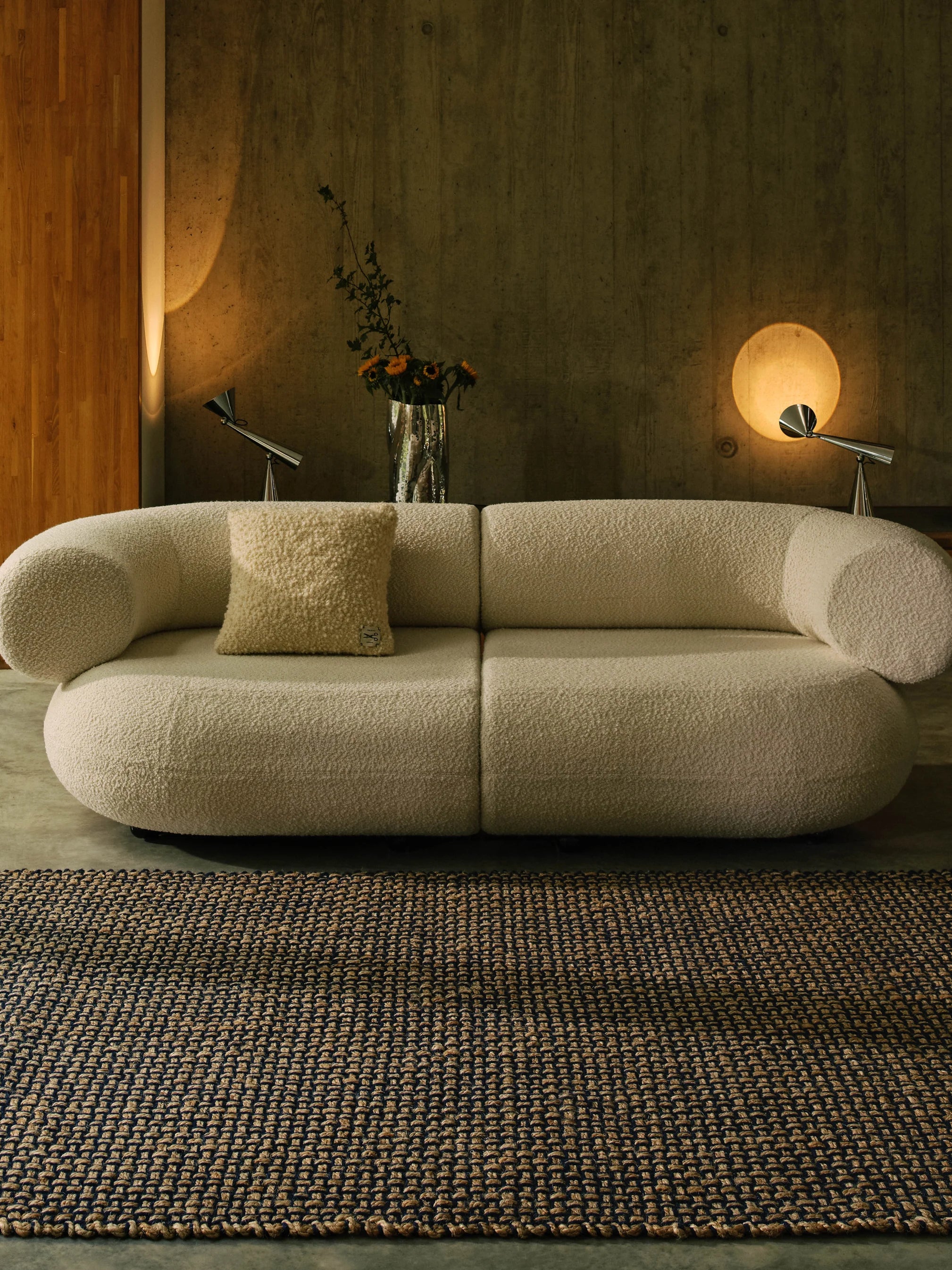 WEAVE dark blue rug with beige