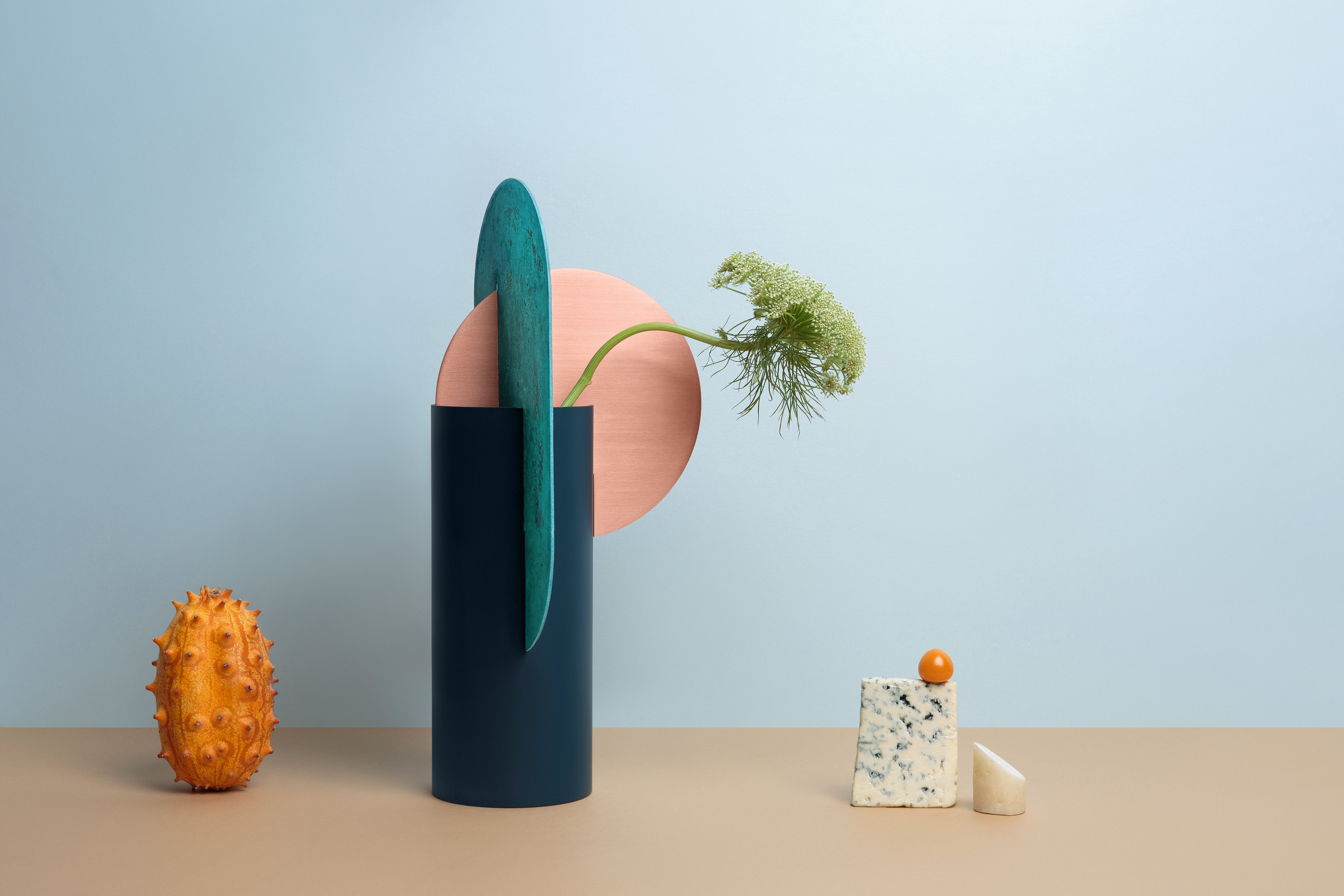 Váza YERMILOV - ČÍSLOVANÁ EDICE zelená s měděným a oxidovaným mědí