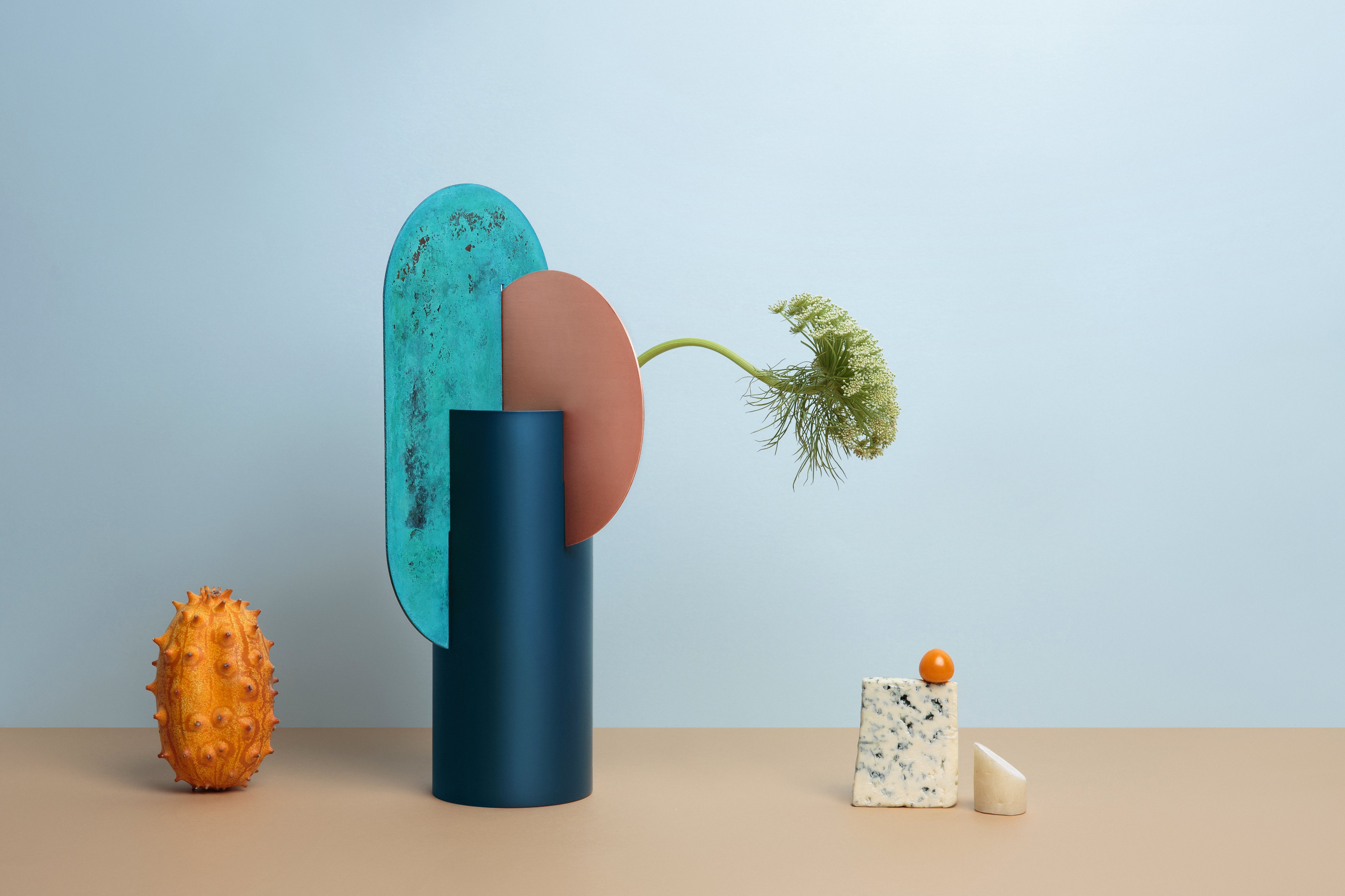 Váza YERMILOV - ČÍSLOVANÁ EDICE zelená s měděným a oxidovaným mědí