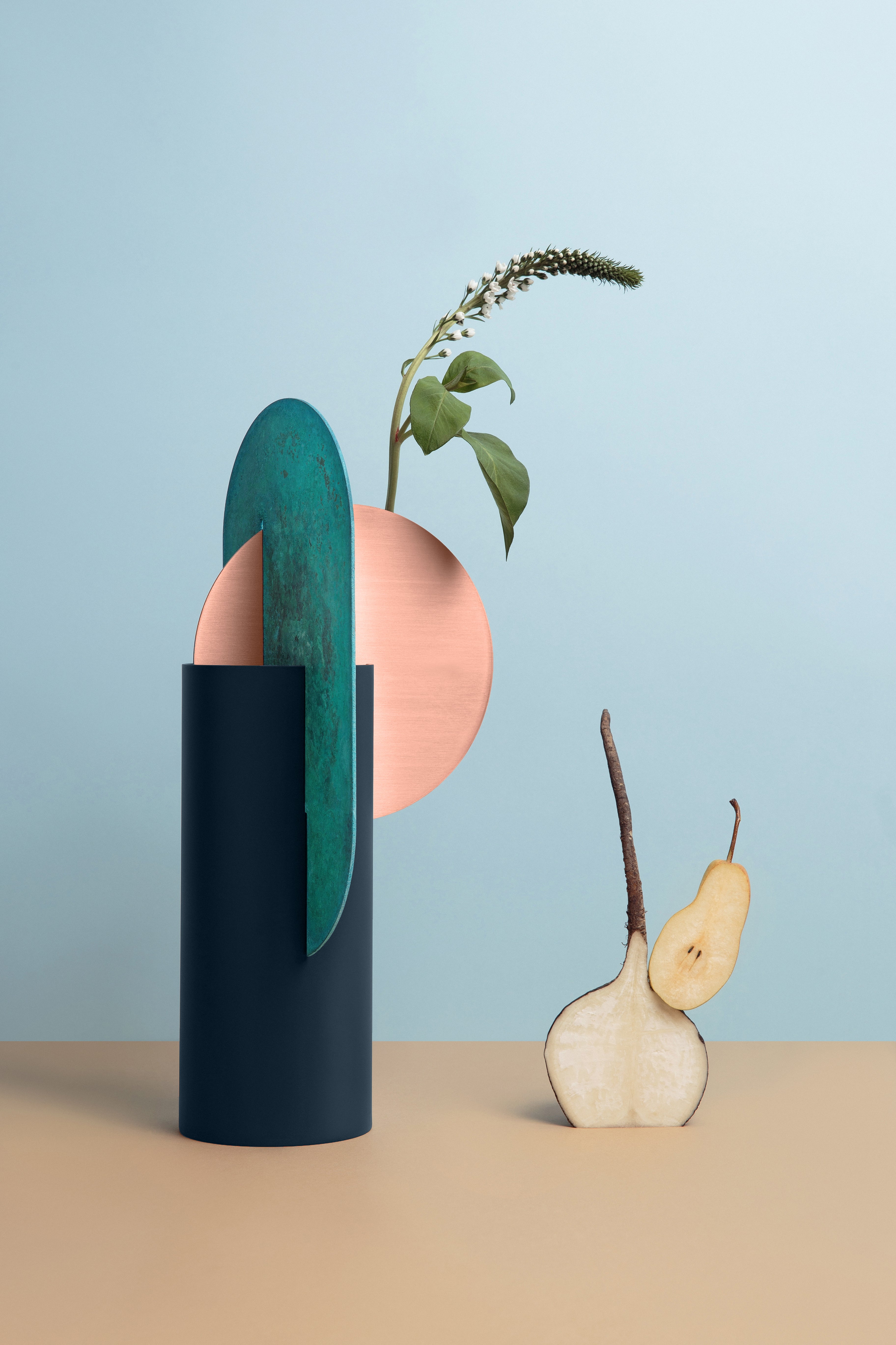 Váza YERMILOV - ČÍSLOVANÁ EDICE zelená s měděným a oxidovaným mědí