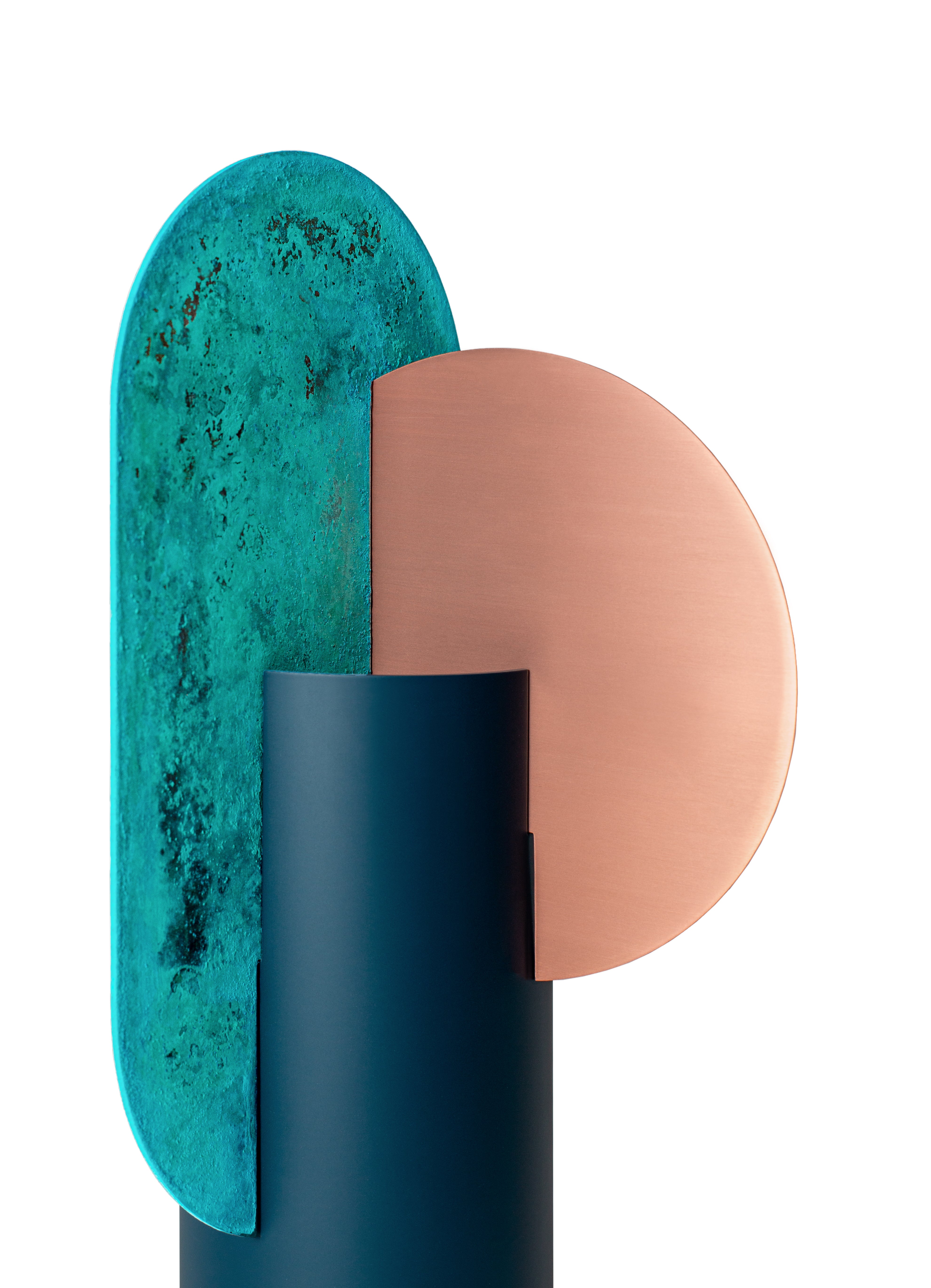 Váza YERMILOV - ČÍSLOVANÁ EDICE zelená s měděným a oxidovaným mědí