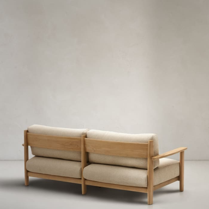 Tirant beige 3-person sofa with a wooden base