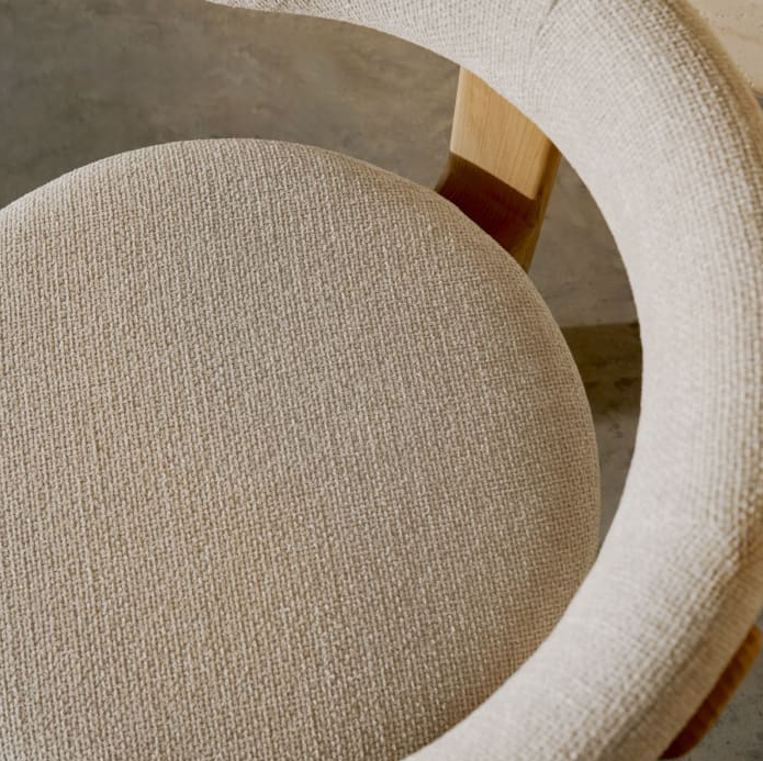 GRANITE chair in beige chenille with an ash base