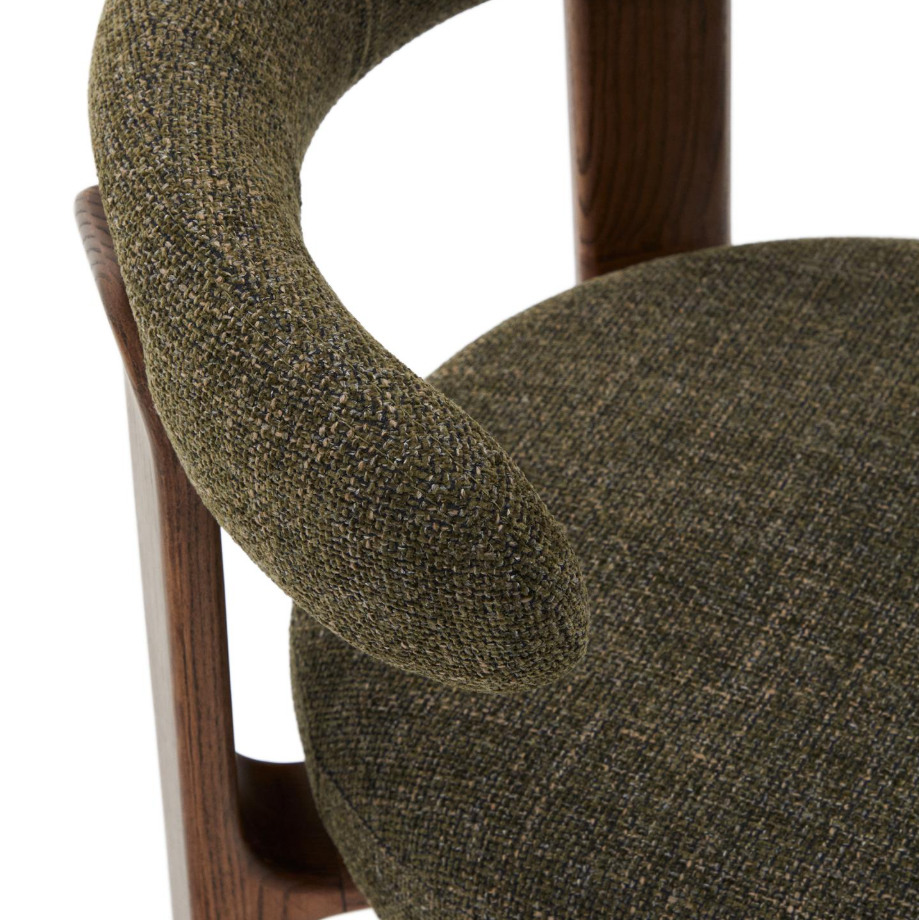 GRANITE chair in green chenille with a dark ash base