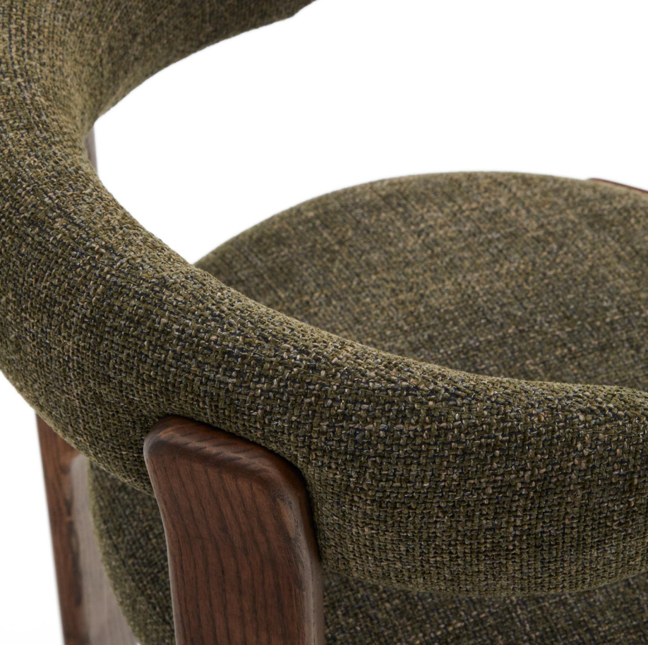 GRANITE chair in green chenille with a dark ash base