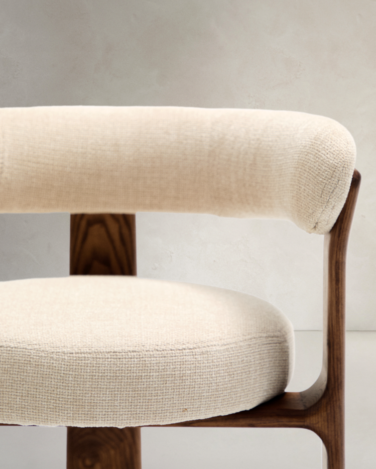 Židle GRANITE béžový šenil s tmavým jasanovým podstavcem