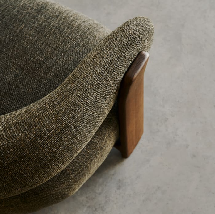 Křeslo GRANITE zelené s tmavým jasanovým podstavcem