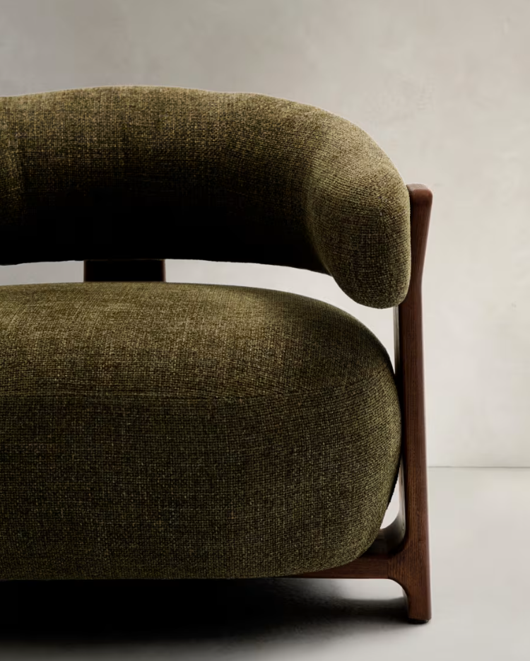 Křeslo GRANITE zelené s tmavým jasanovým podstavcem