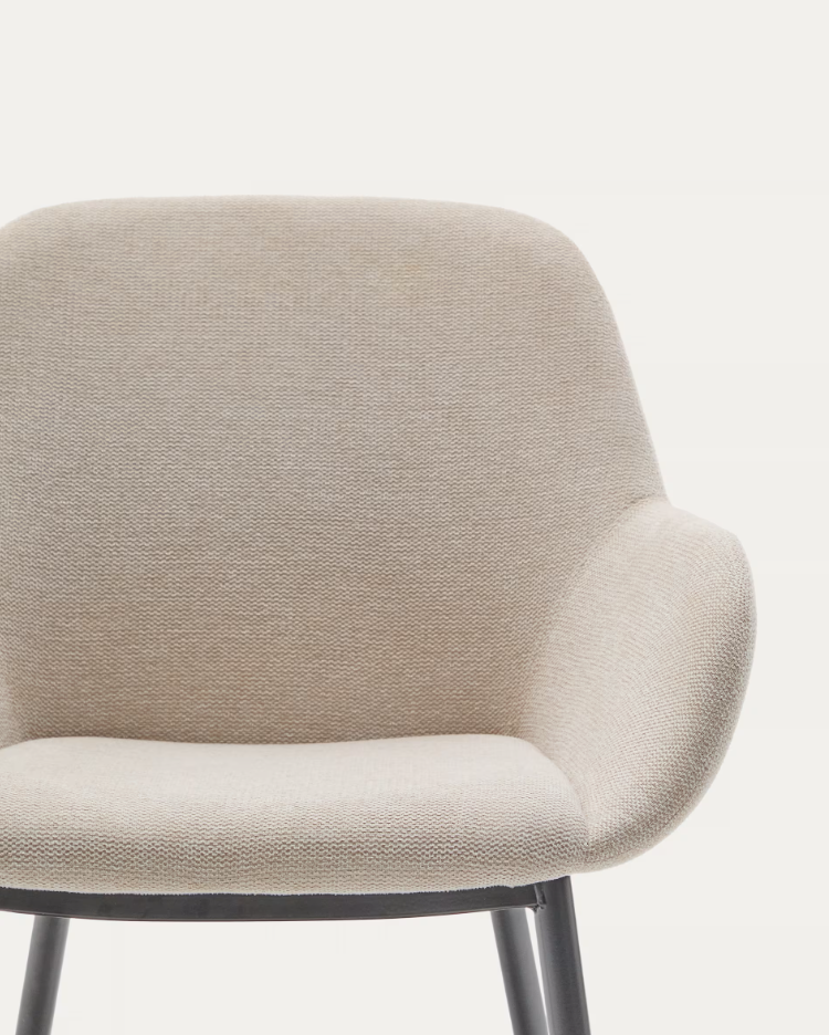 Židle KONNA béžová s černým podstavcem