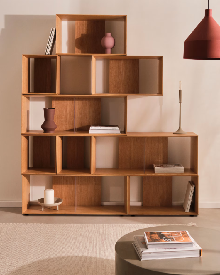 6-Modular Litto oak veneer bookcase