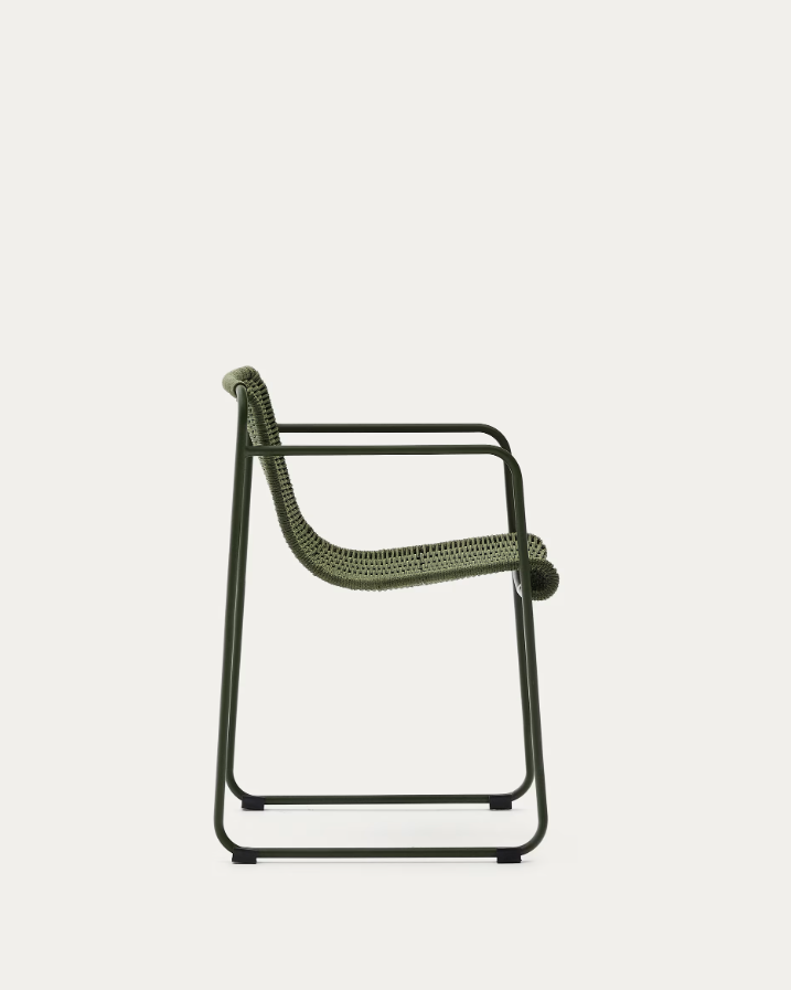 Zahradní židle MAURINA zelená se zeleným ocelovým podstavcem