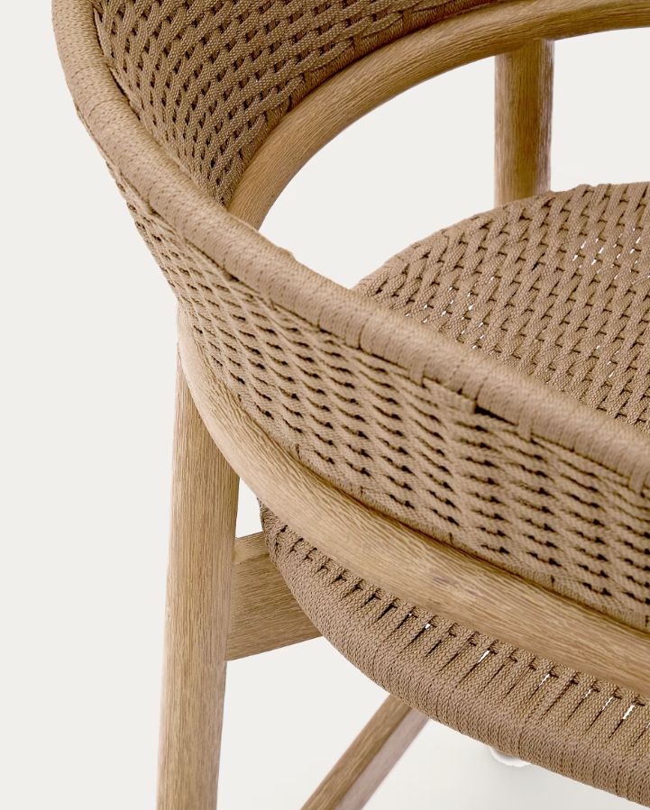 Hoker zewnętrzny ARINELLA lite drewno akacjowe z beżową liną