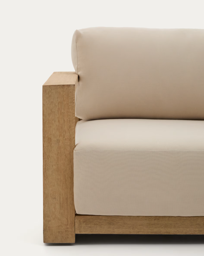 Zahradní rohová sedačka AMBRA z akáciového dřeva s krémovým sedákem