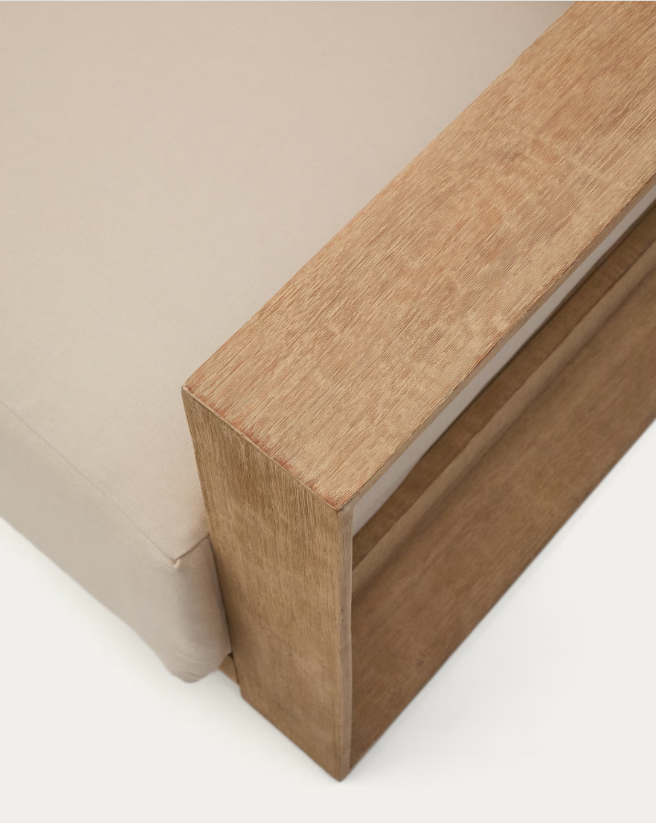 Zahradní rohová sedačka AMBRA z akáciového dřeva s krémovým sedákem