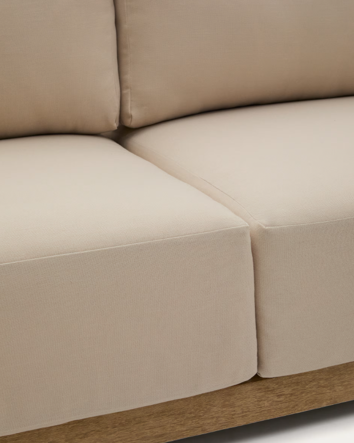 Zahradní rohová sedačka AMBRA z akáciového dřeva s krémovým sedákem