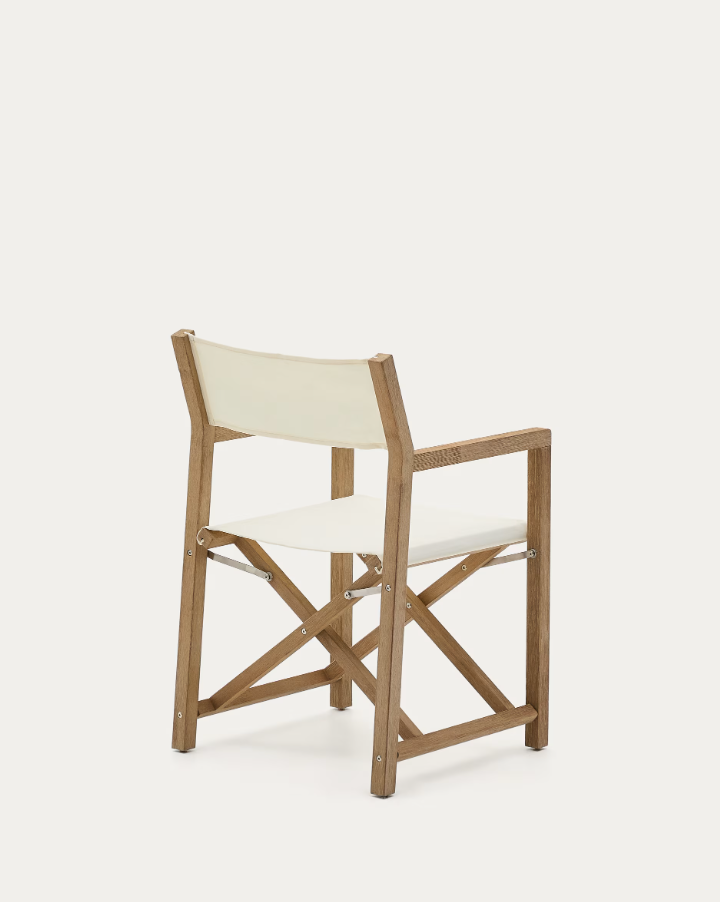 Villara white external chair with an acacia base
