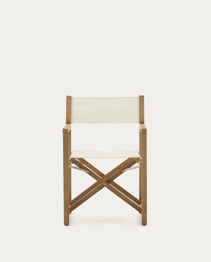 Villara white external chair with an acacia base