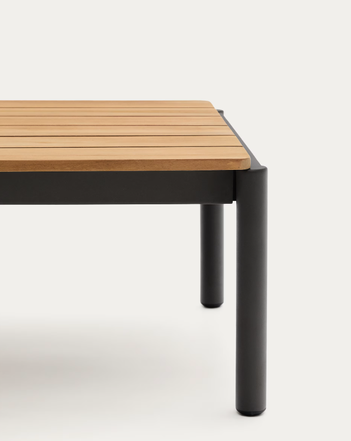 Zahradní konferenční stolek SORELLS z teakového dřeva se šedým podstavcem