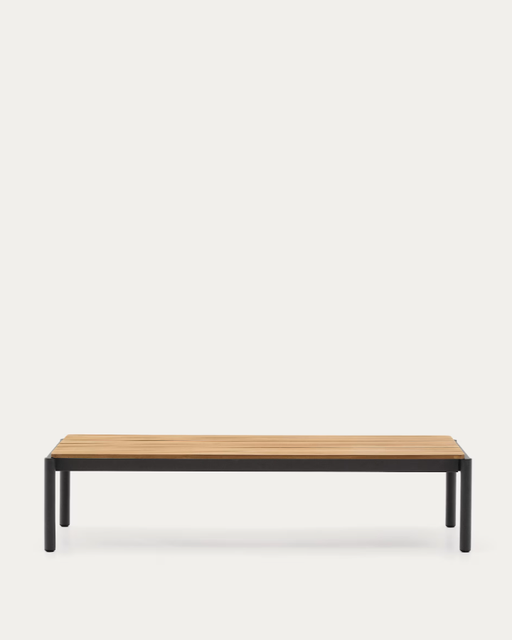 Zahradní konferenční stolek SORELLS z teakového dřeva se šedým podstavcem