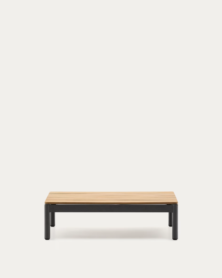 Zahradní konferenční stolek SORELLS z teakového dřeva se šedým podstavcem