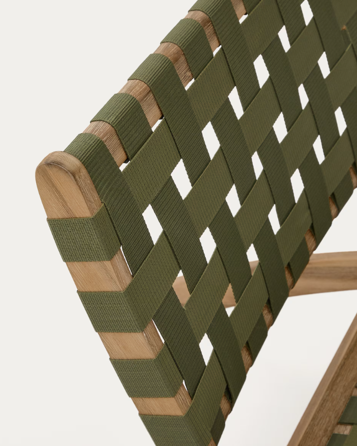 Skládací zahradní křeslo CHABELI z akáciového masivu se zeleným povrchem